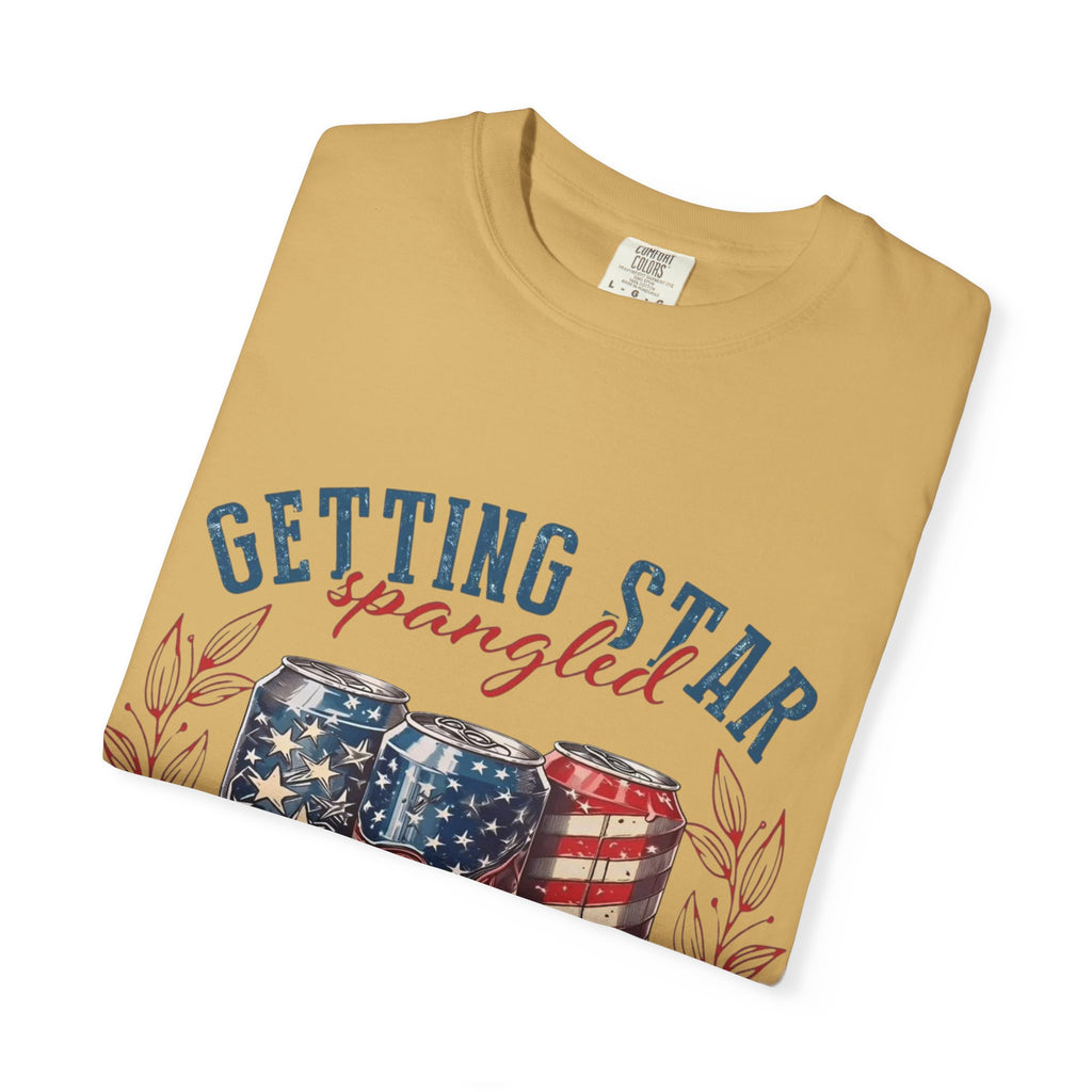 Getting Star Spangled Hammered T-Shirt — Patriotic Beer Can Graphic