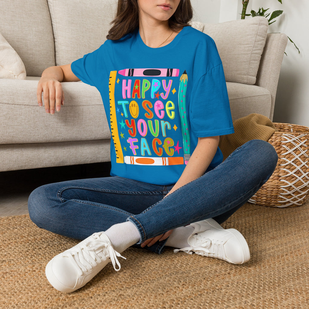 “Happy To See Your Face” Teacher Tee