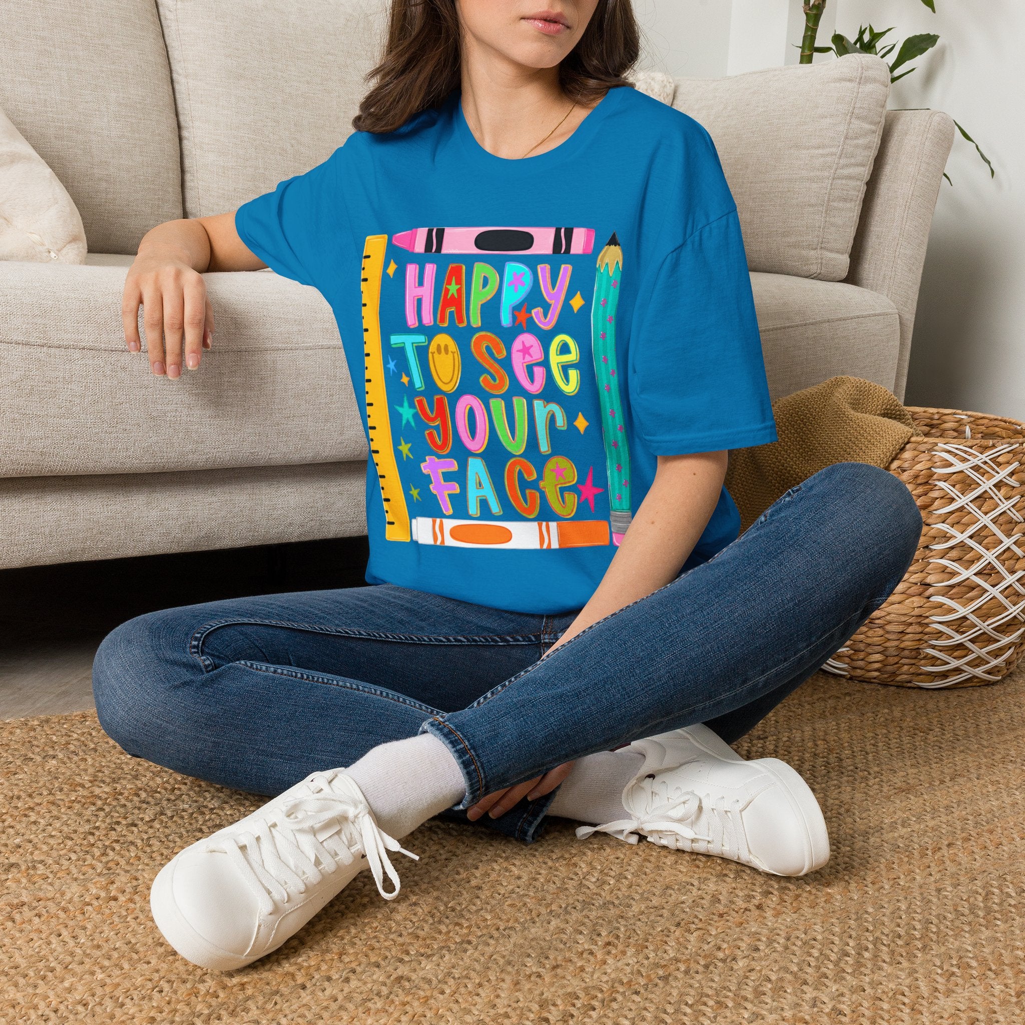 “Happy To See Your Face” Teacher Tee