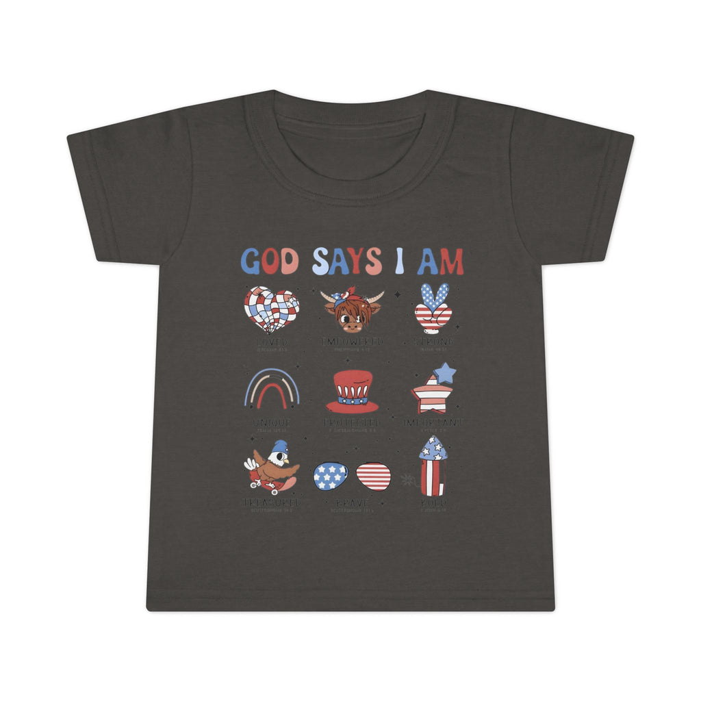 Toddler T‑Shirt — "God Says I Am.." Patriotic Tee