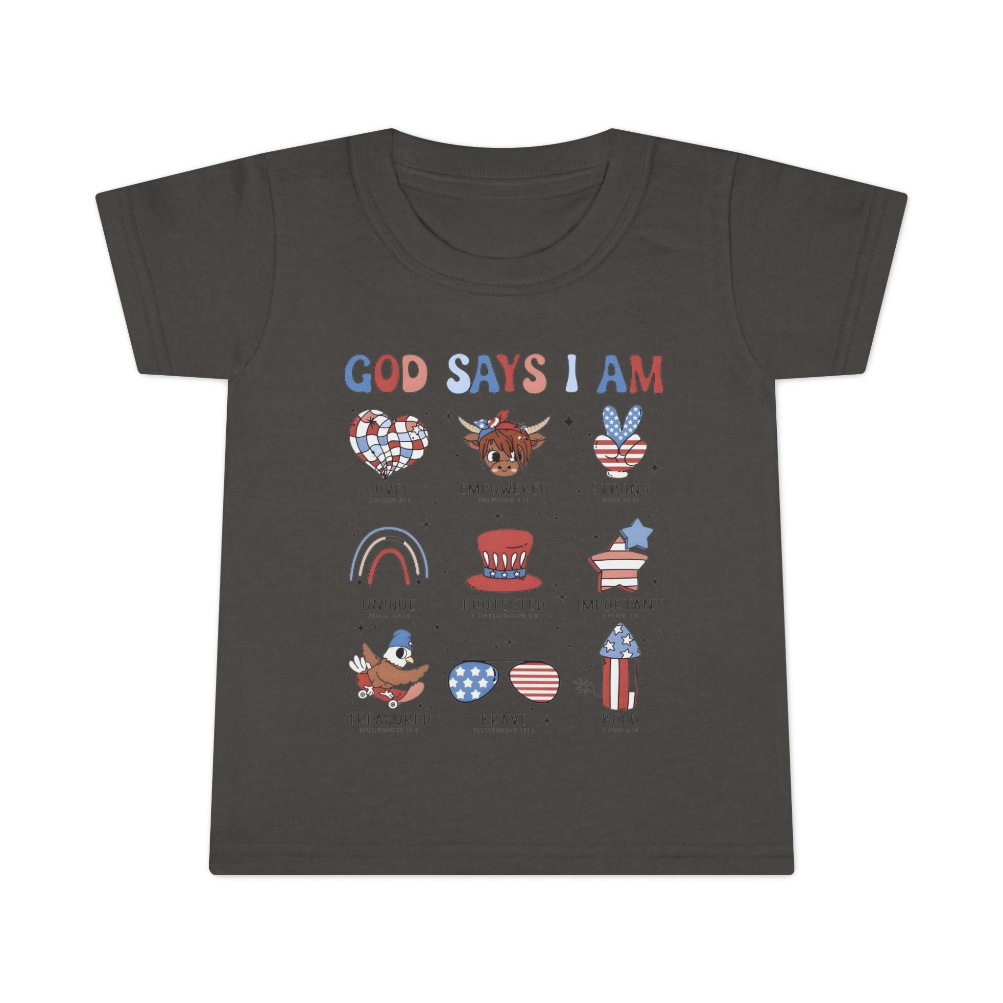 Toddler T‑Shirt — "God Says I Am.." Patriotic Tee