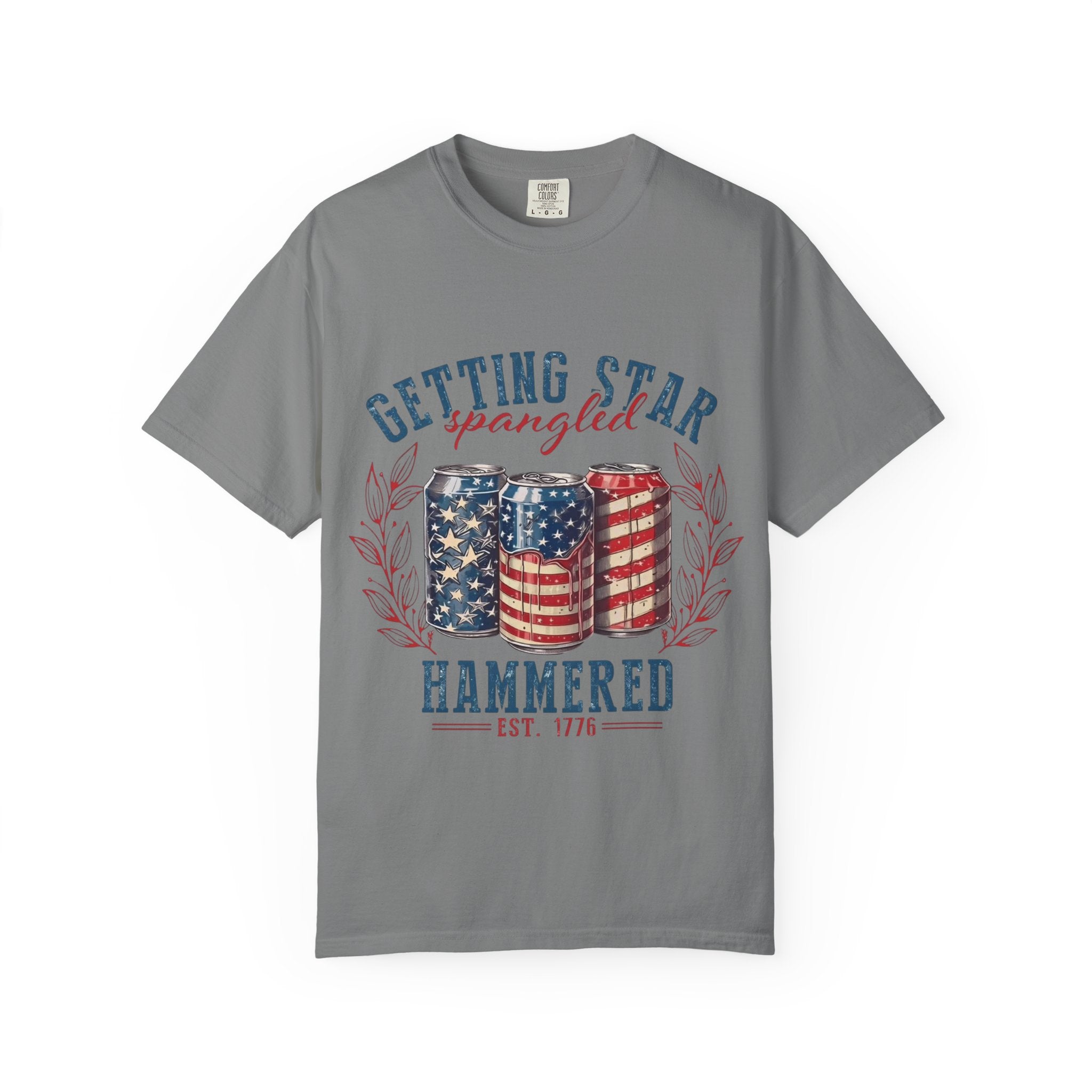 Getting Star Spangled Hammered T-Shirt — Patriotic Beer Can Graphic