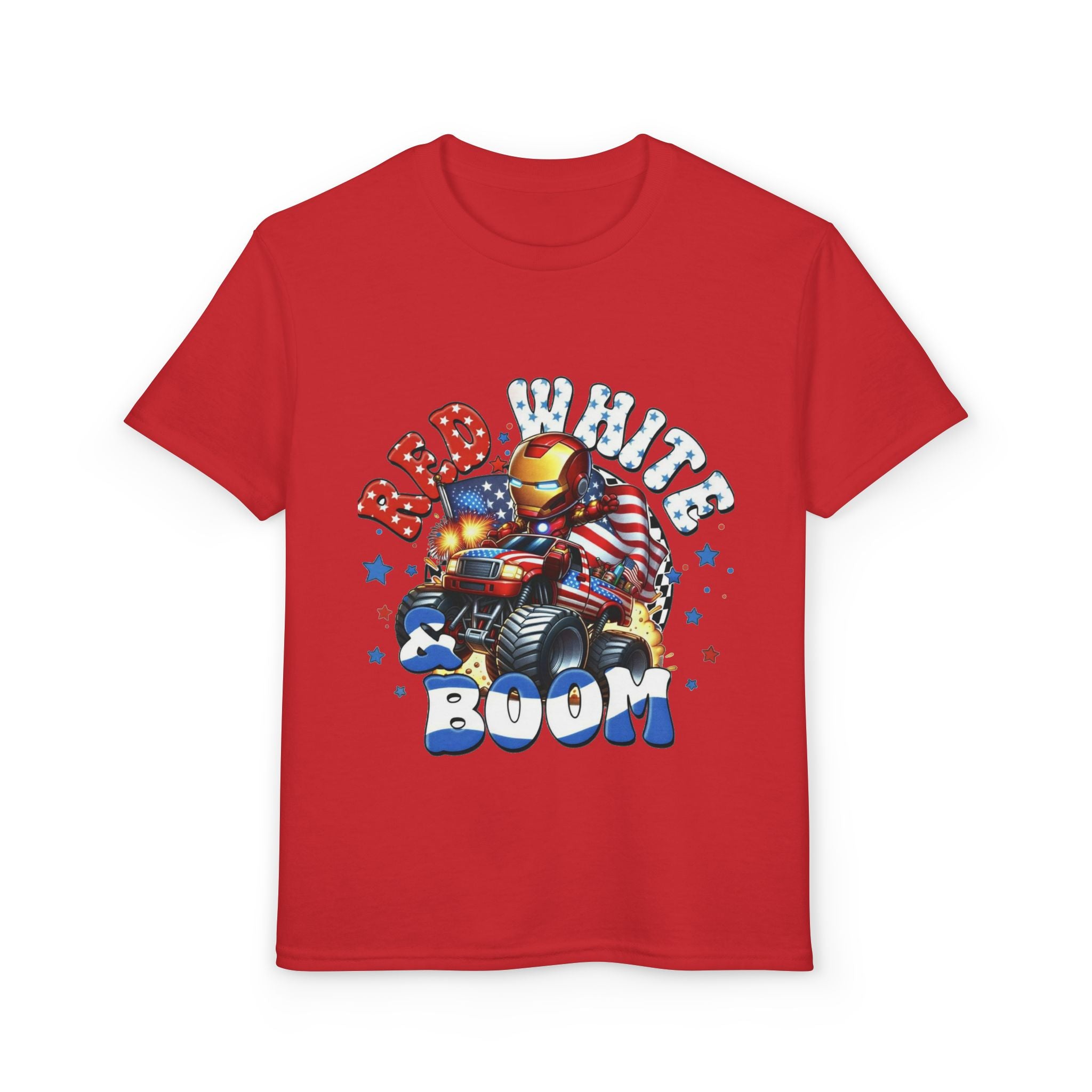 Youth T-Shirt — "Red White Boom" Patriotic Graphic
