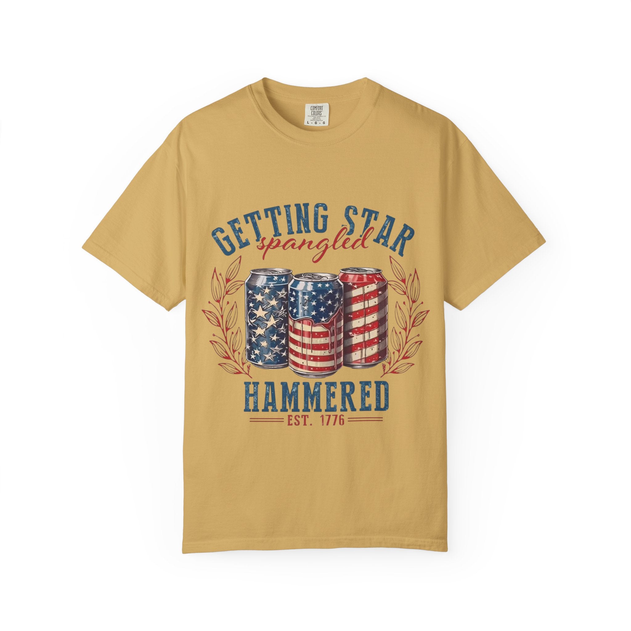 Getting Star Spangled Hammered T-Shirt — Patriotic Beer Can Graphic