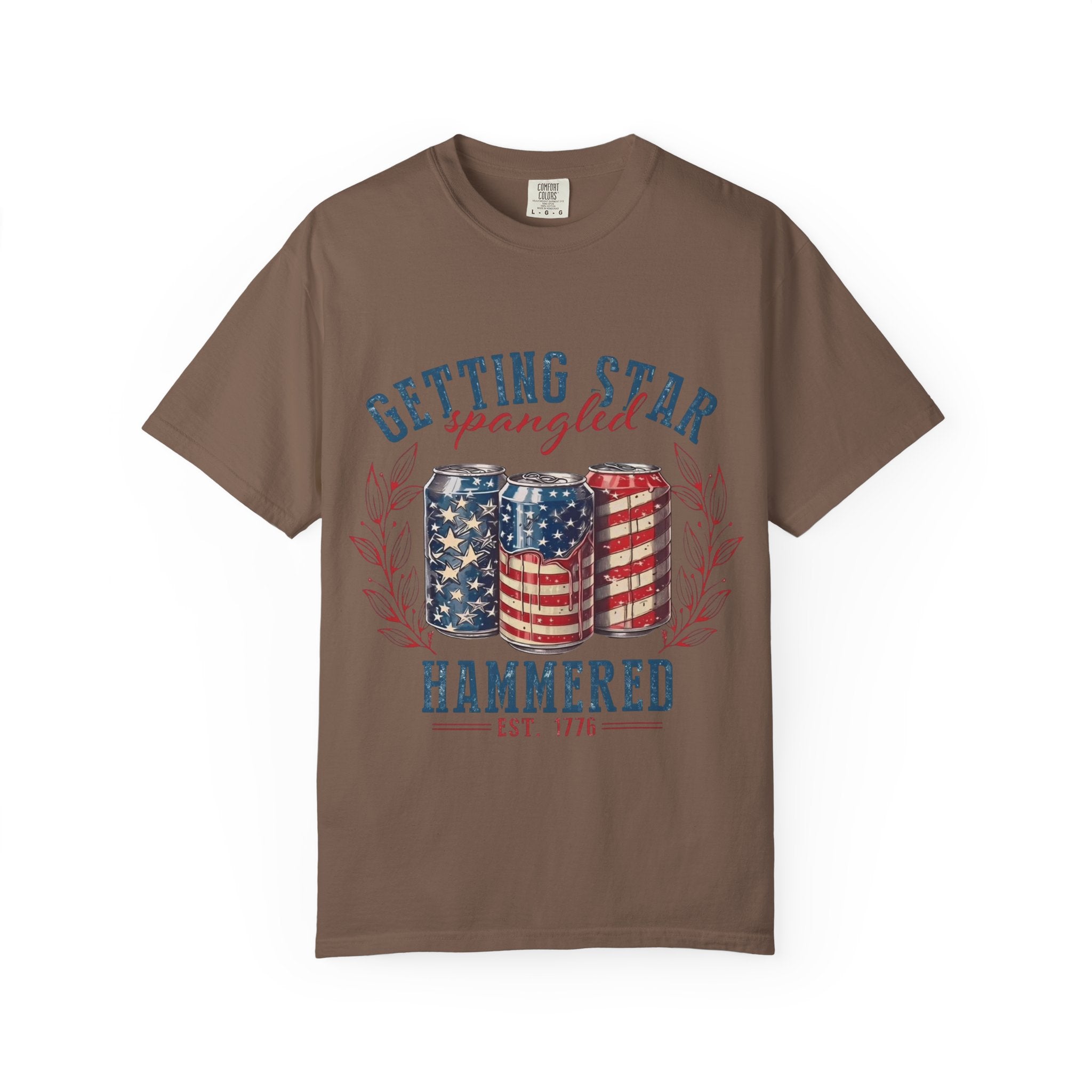 Getting Star Spangled Hammered T-Shirt — Patriotic Beer Can Graphic