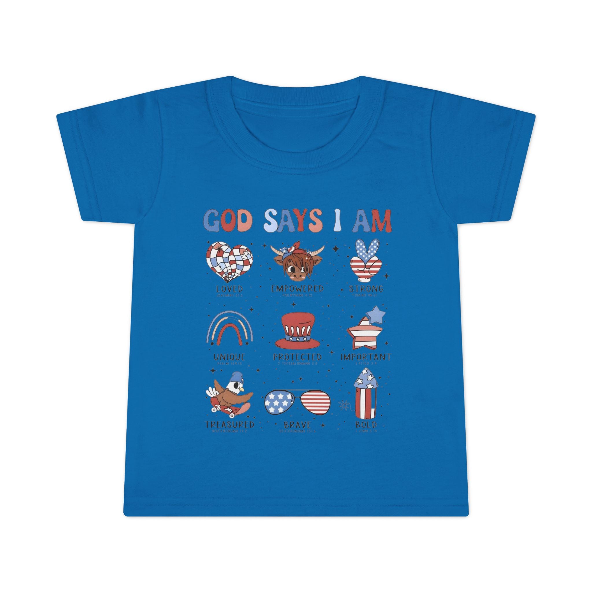 Toddler T‑Shirt — "God Says I Am.." Patriotic Tee