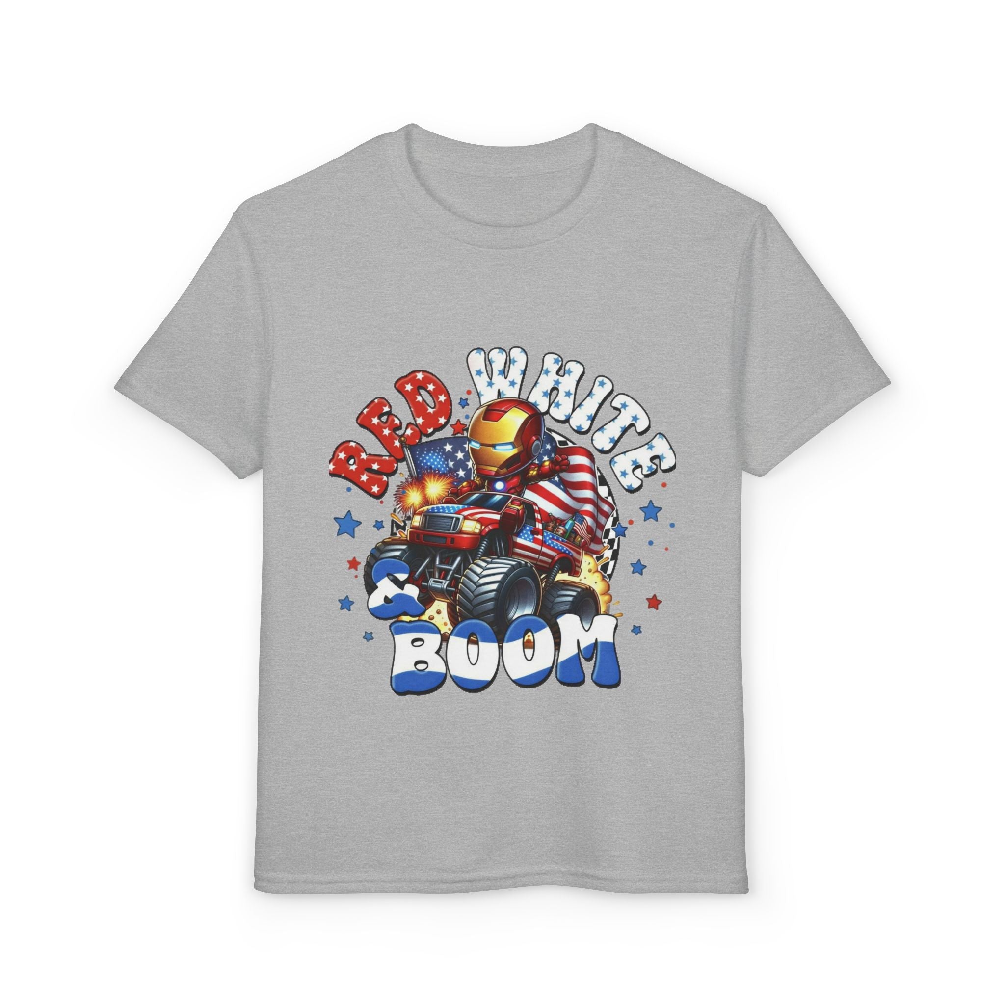 Youth T-Shirt — "Red White Boom" Patriotic Graphic