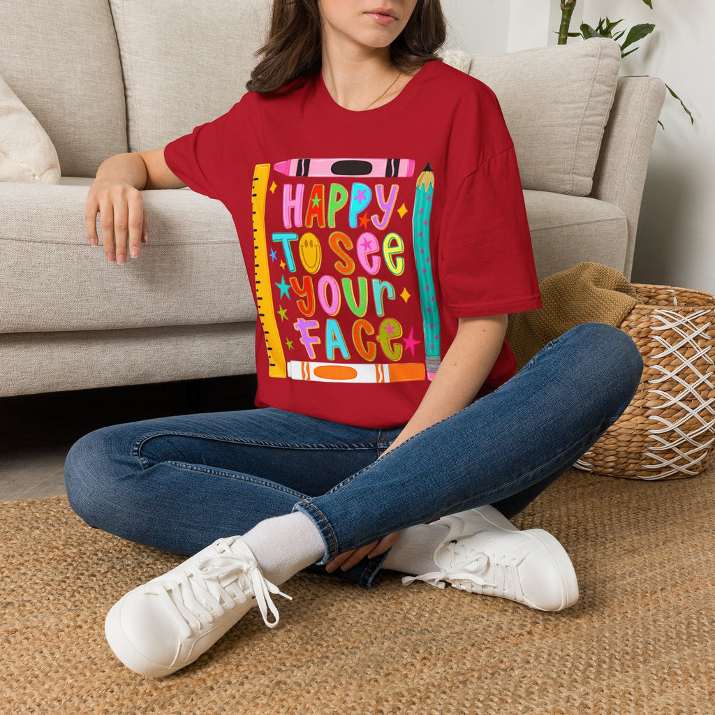 “Happy To See Your Face” Teacher Tee