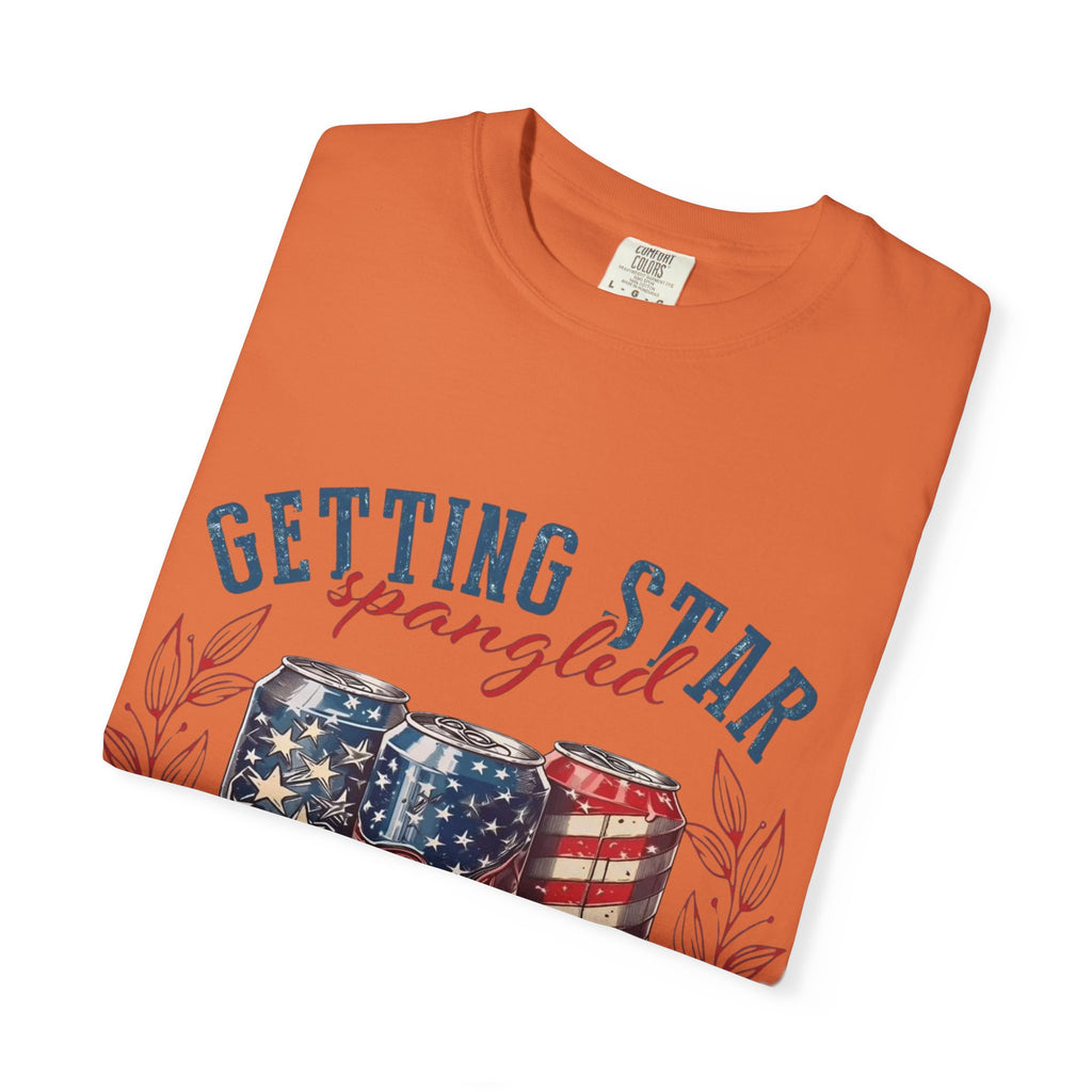 Getting Star Spangled Hammered T-Shirt — Patriotic Beer Can Graphic