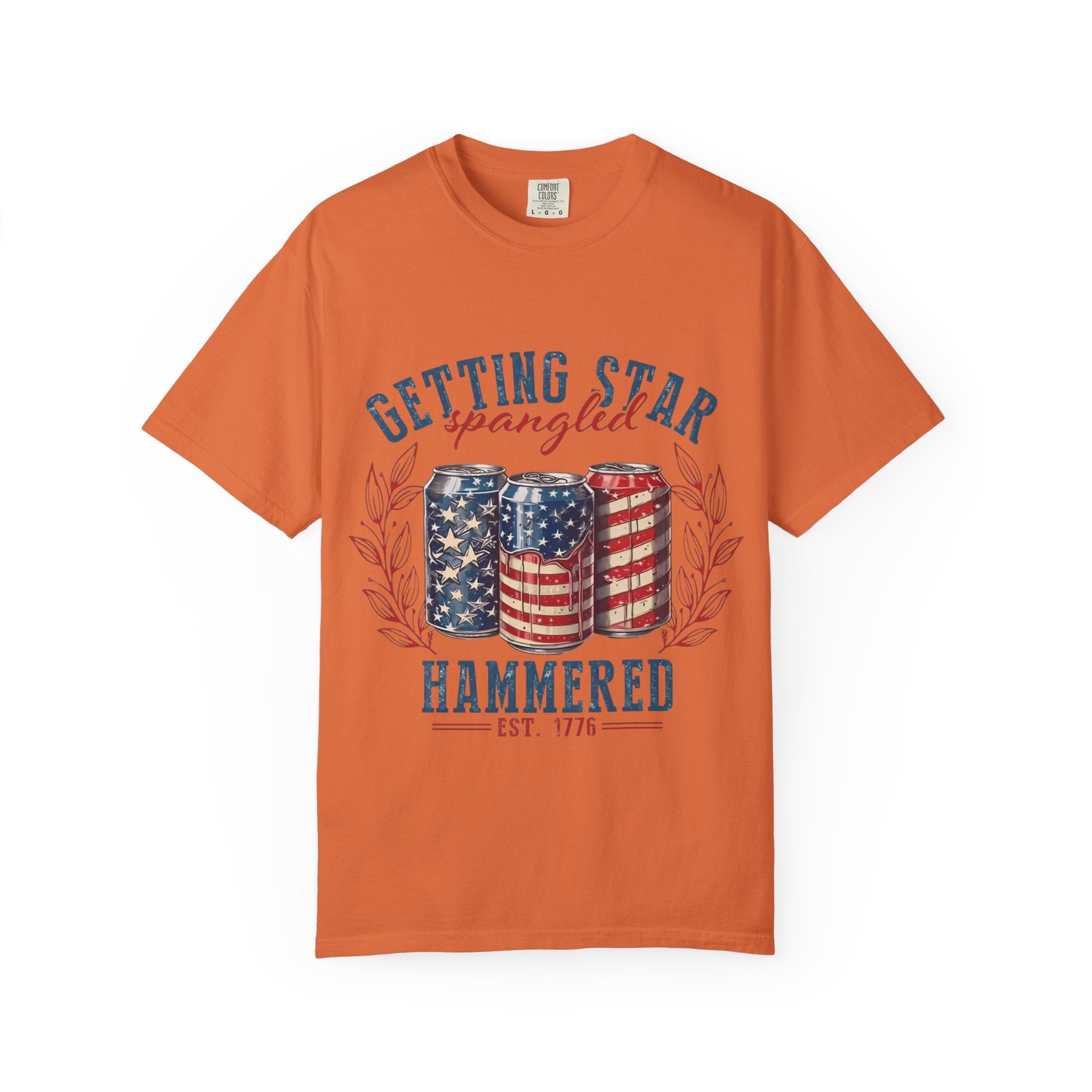 Getting Star Spangled Hammered T-Shirt — Patriotic Beer Can Graphic