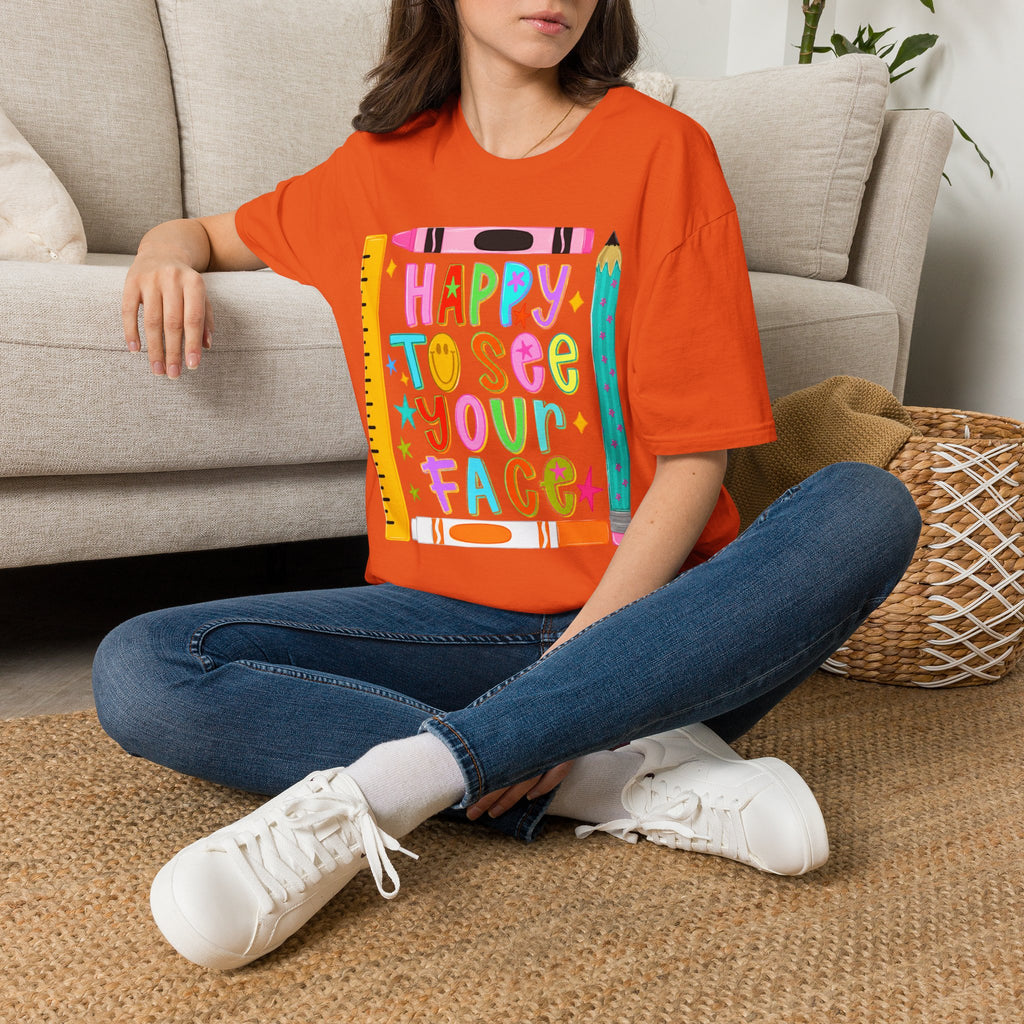 “Happy To See Your Face” Teacher Tee