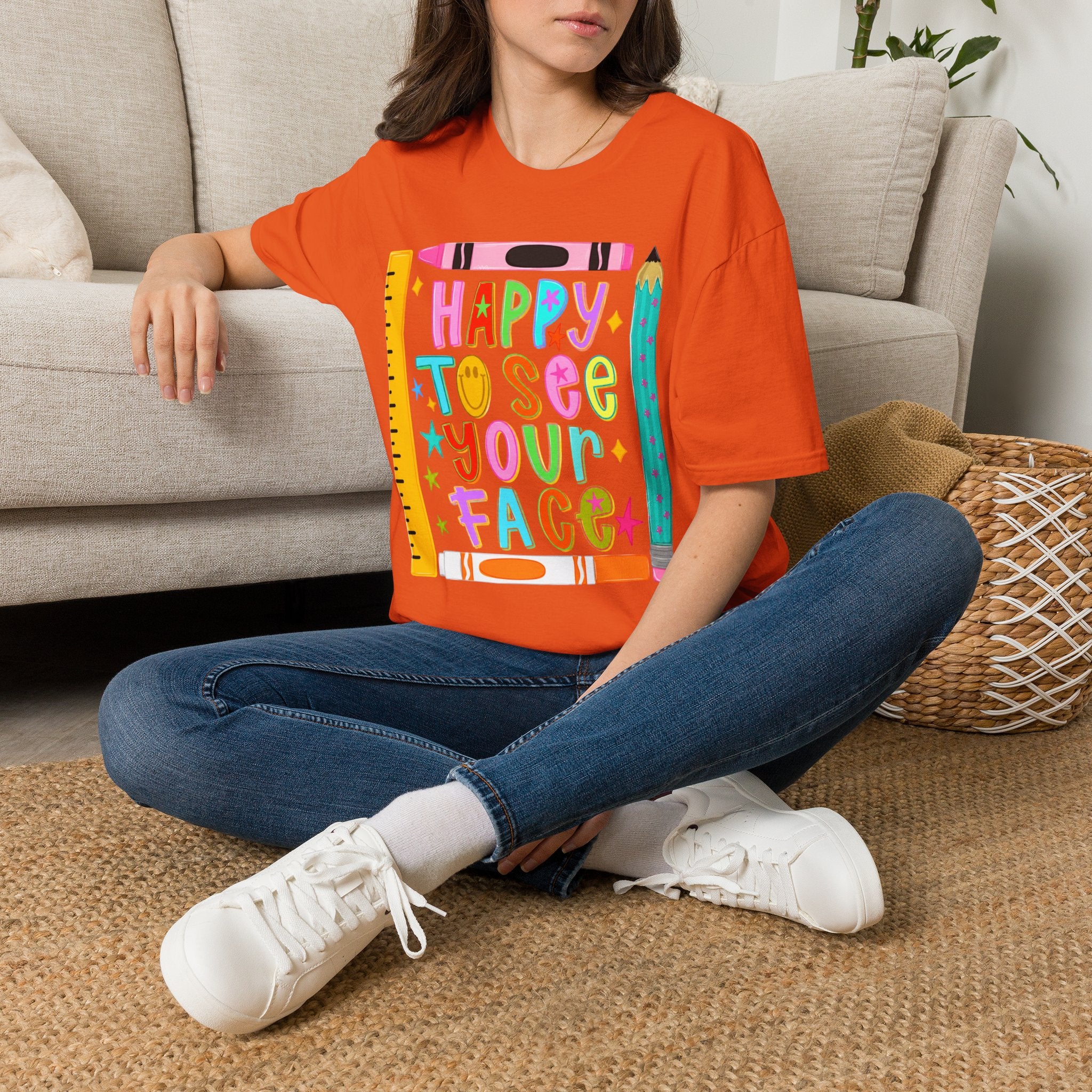 “Happy To See Your Face” Teacher Tee