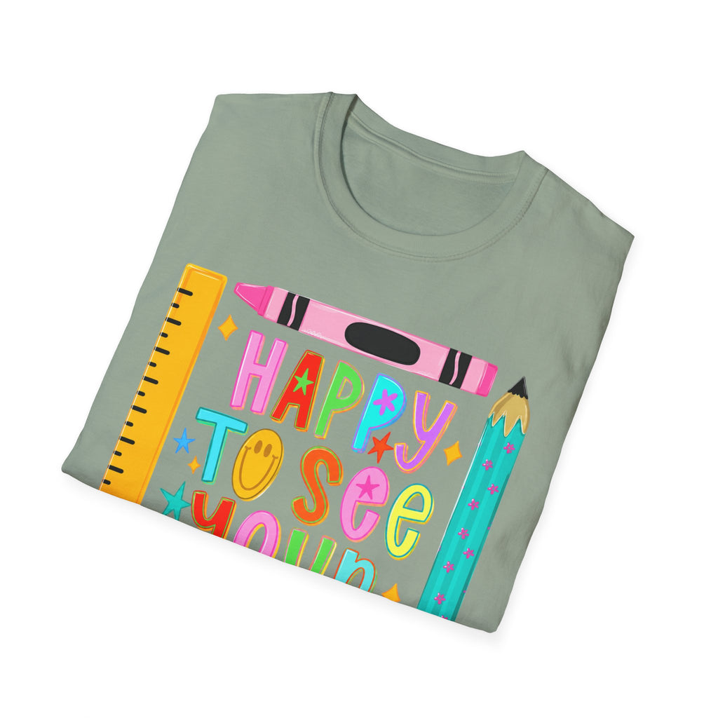 “Happy To See Your Face” Teacher Tee
