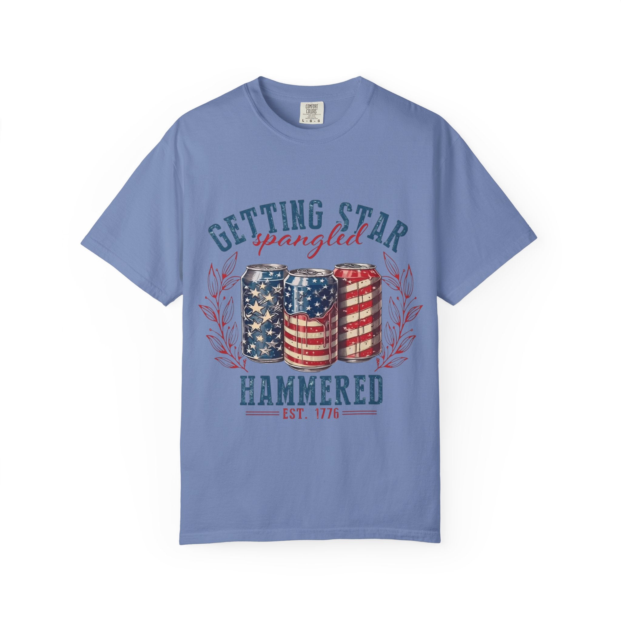 Getting Star Spangled Hammered T-Shirt — Patriotic Beer Can Graphic