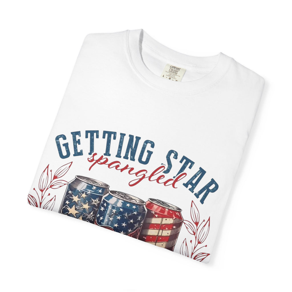 Getting Star Spangled Hammered T-Shirt — Patriotic Beer Can Graphic