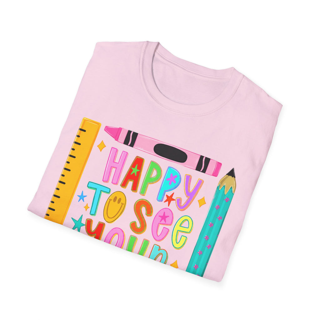 “Happy To See Your Face” Teacher Tee