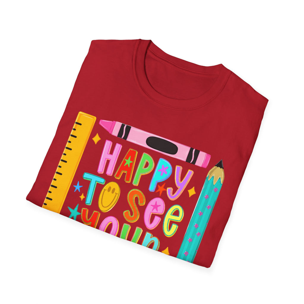“Happy To See Your Face” Teacher Tee
