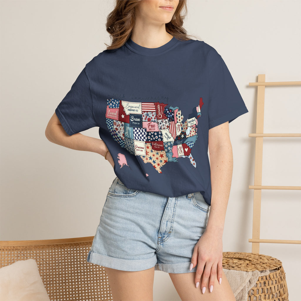 Comfort Colors- Patchwork USA Map T-Shirt