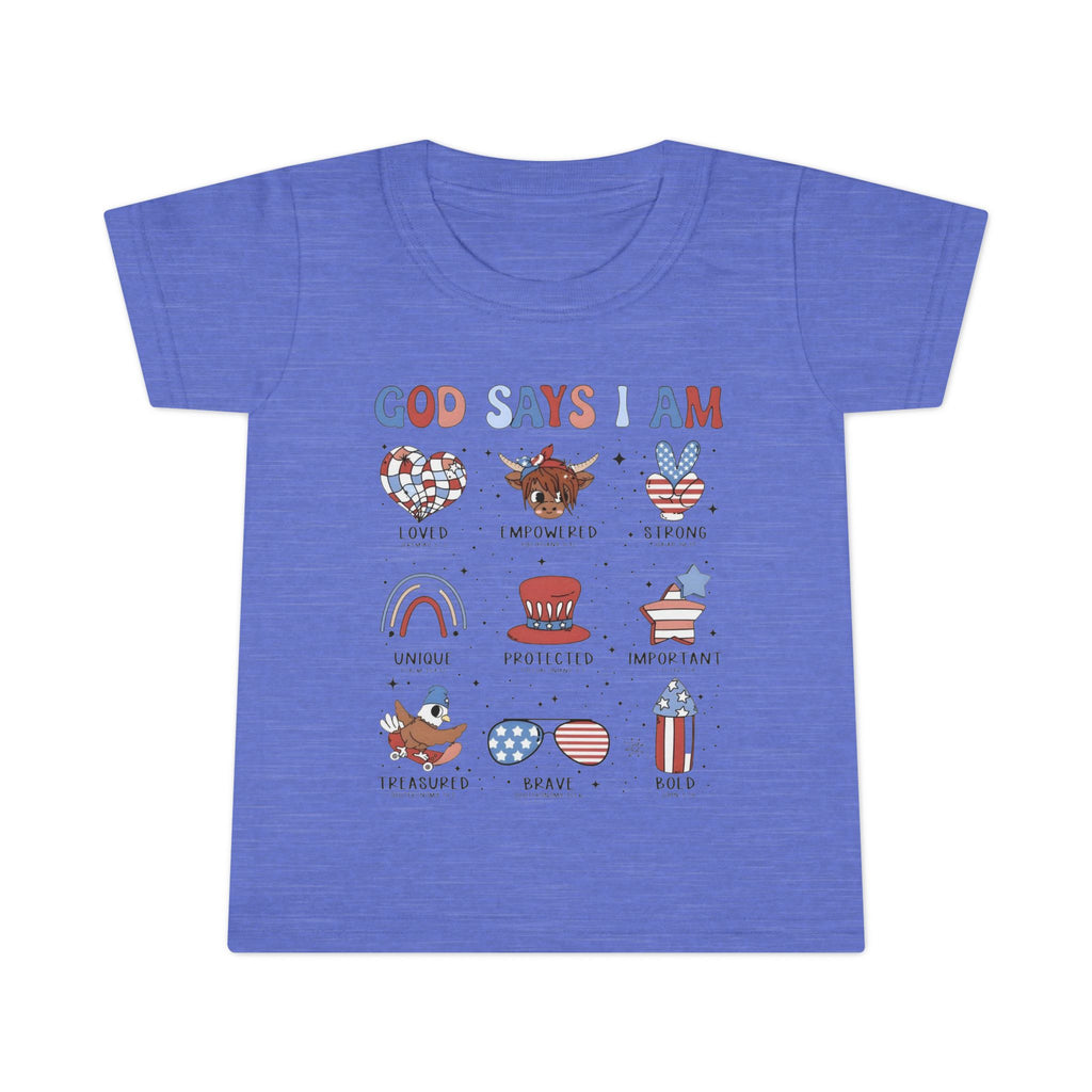 Toddler T‑Shirt — "God Says I Am.." Patriotic Tee