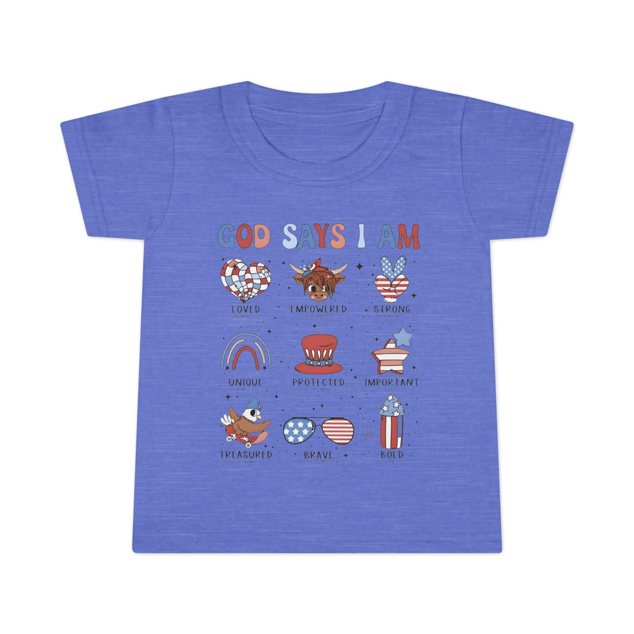 Toddler T‑Shirt — "God Says I Am.." Patriotic Tee