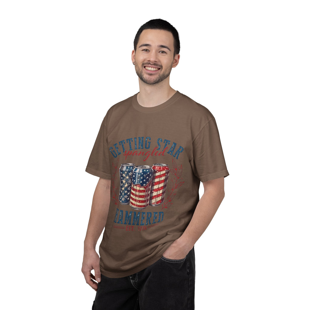 Getting Star Spangled Hammered T-Shirt — Patriotic Beer Can Graphic