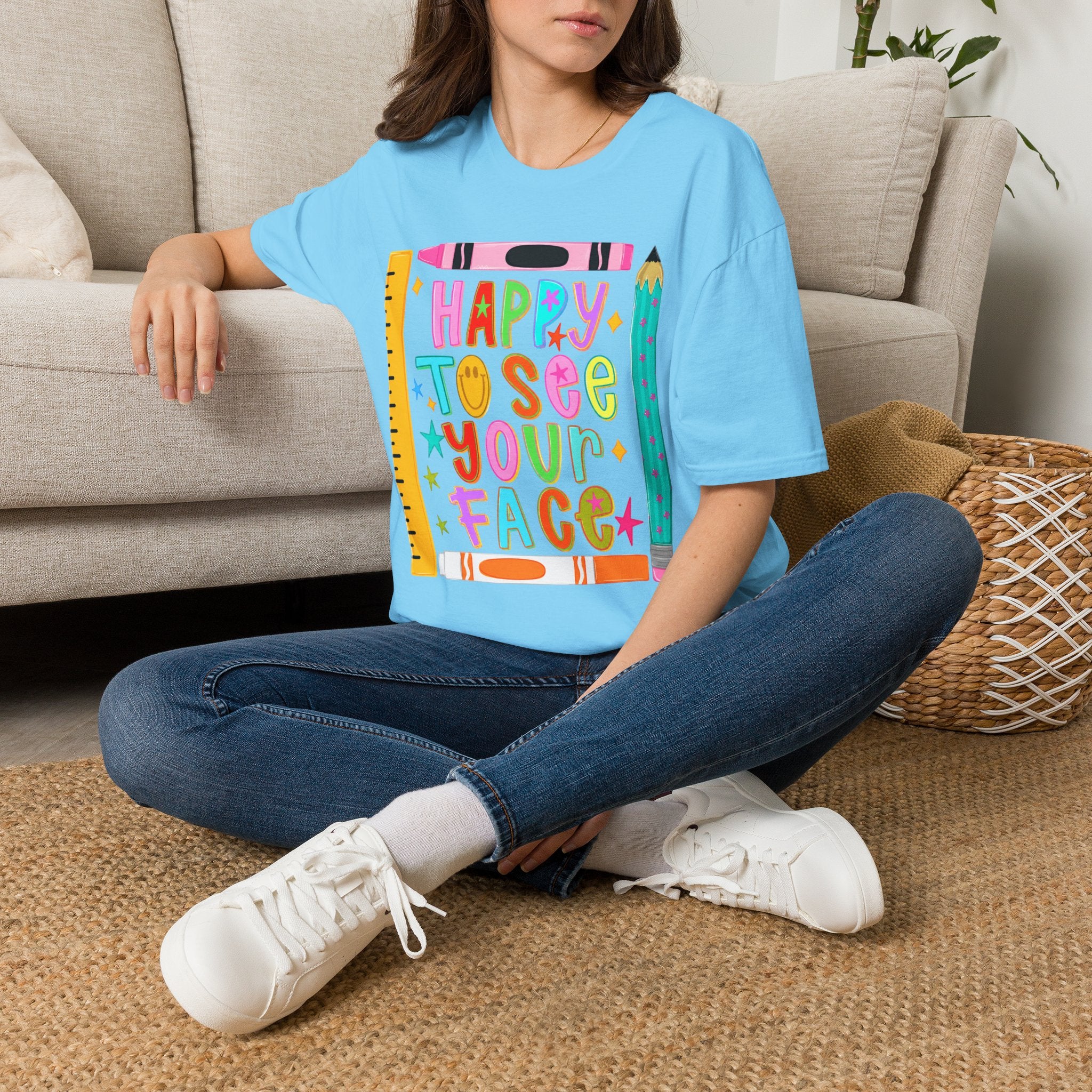 “Happy To See Your Face” Teacher Tee