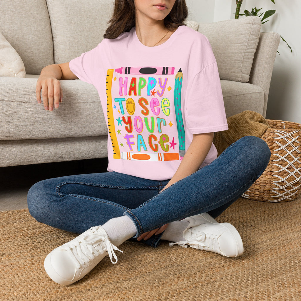 “Happy To See Your Face” Teacher Tee