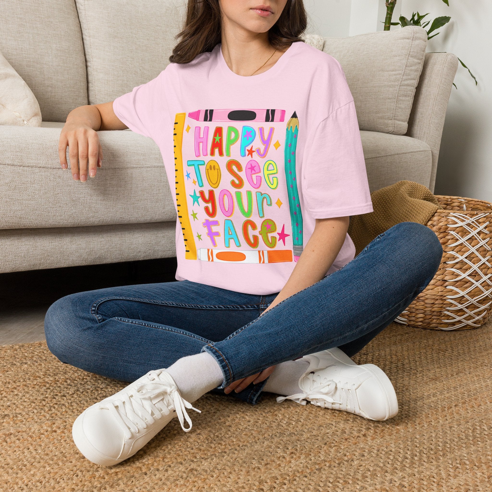 “Happy To See Your Face” Teacher Tee