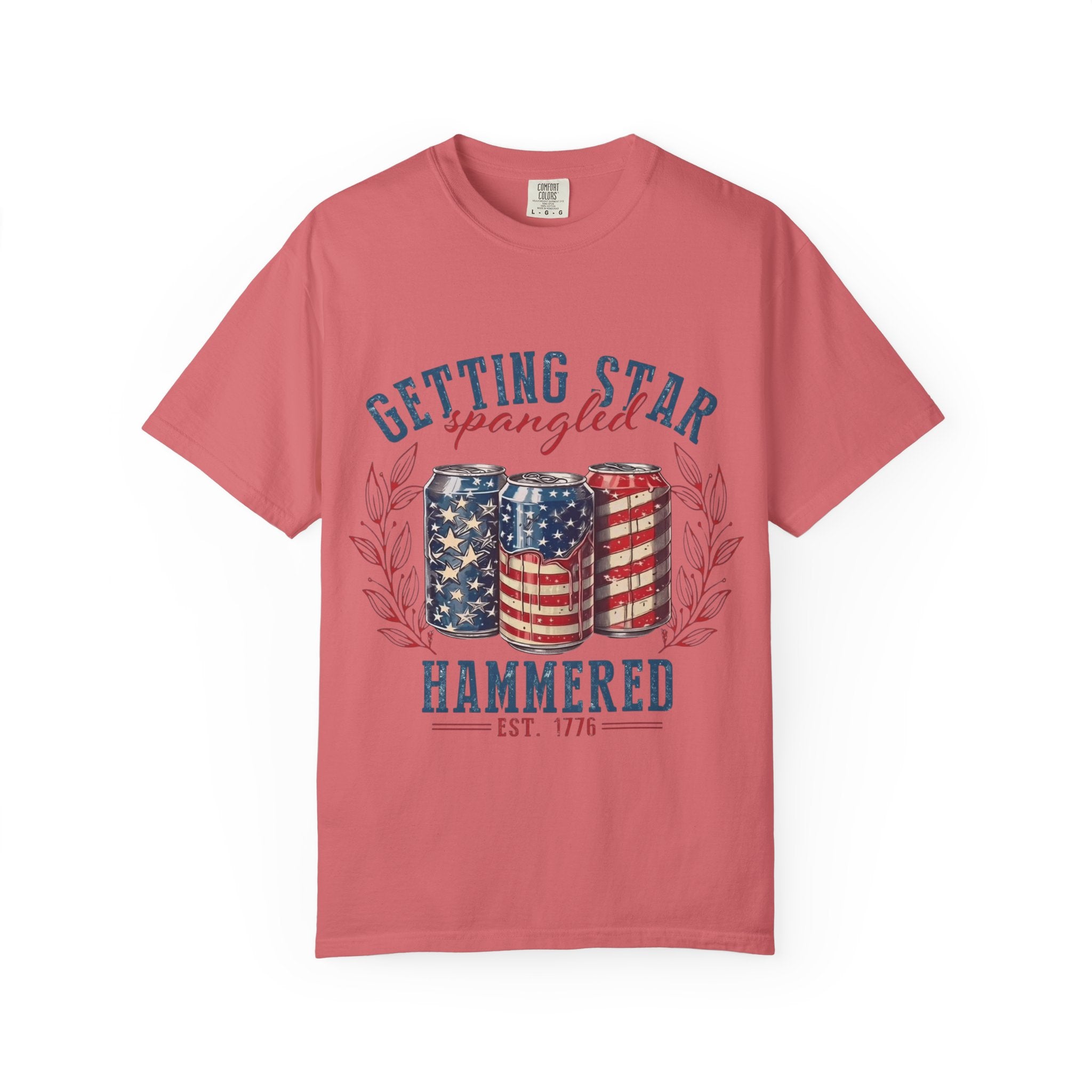Getting Star Spangled Hammered T-Shirt — Patriotic Beer Can Graphic