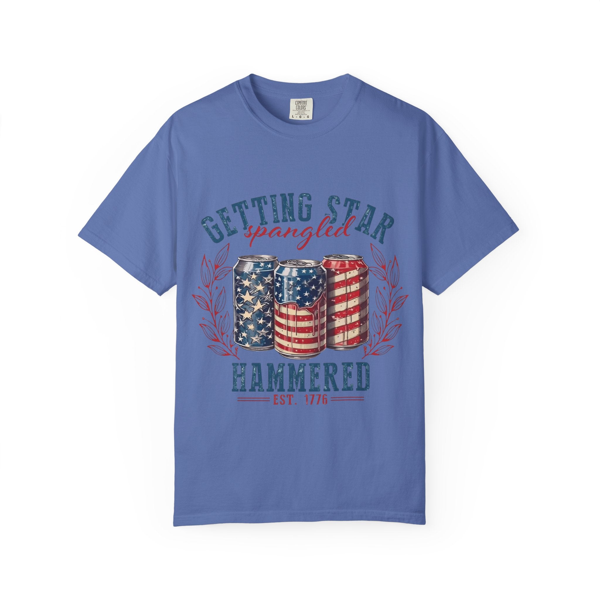 Getting Star Spangled Hammered T-Shirt — Patriotic Beer Can Graphic