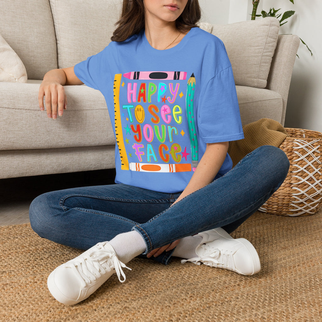 “Happy To See Your Face” Teacher Tee