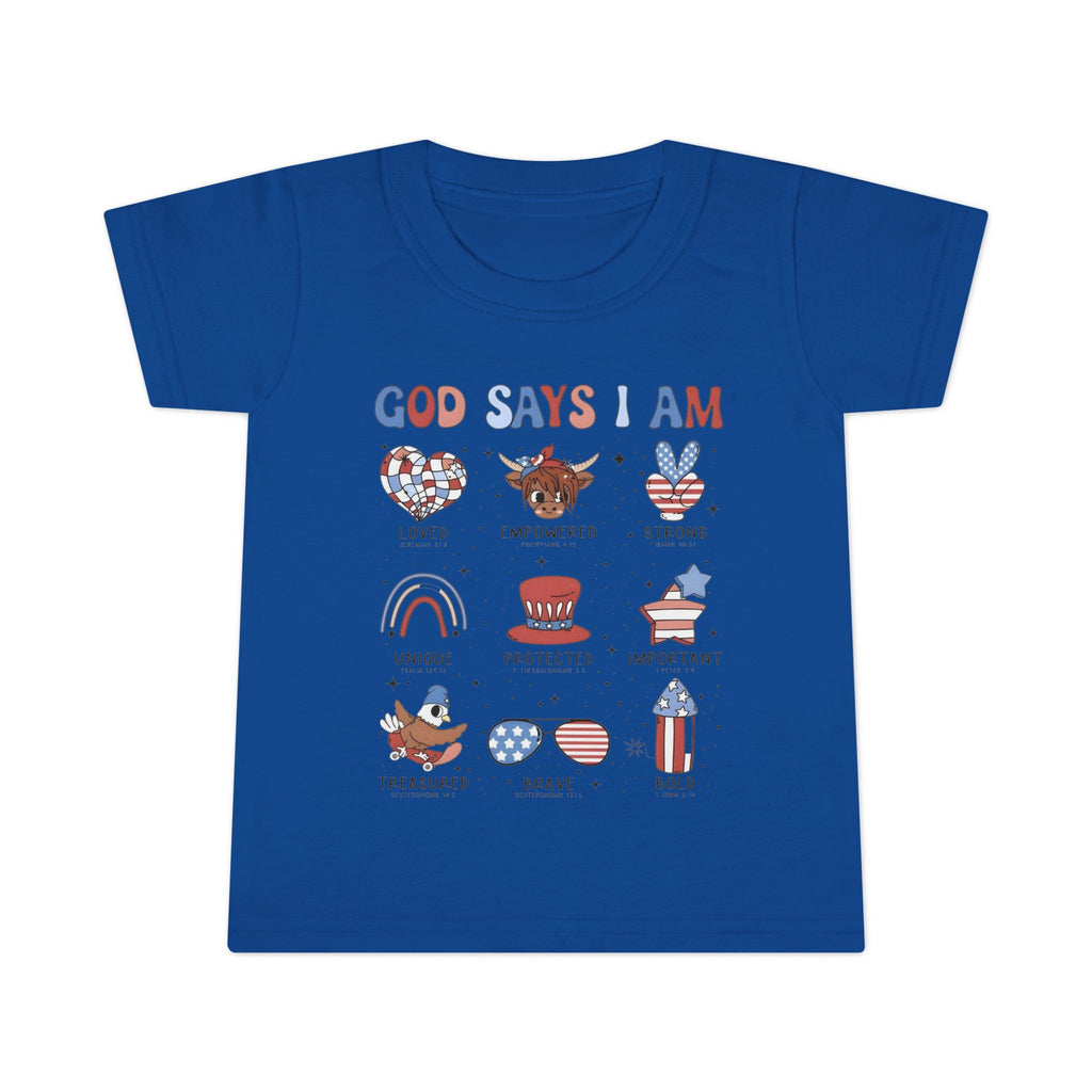 Toddler T‑Shirt — "God Says I Am.." Patriotic Tee