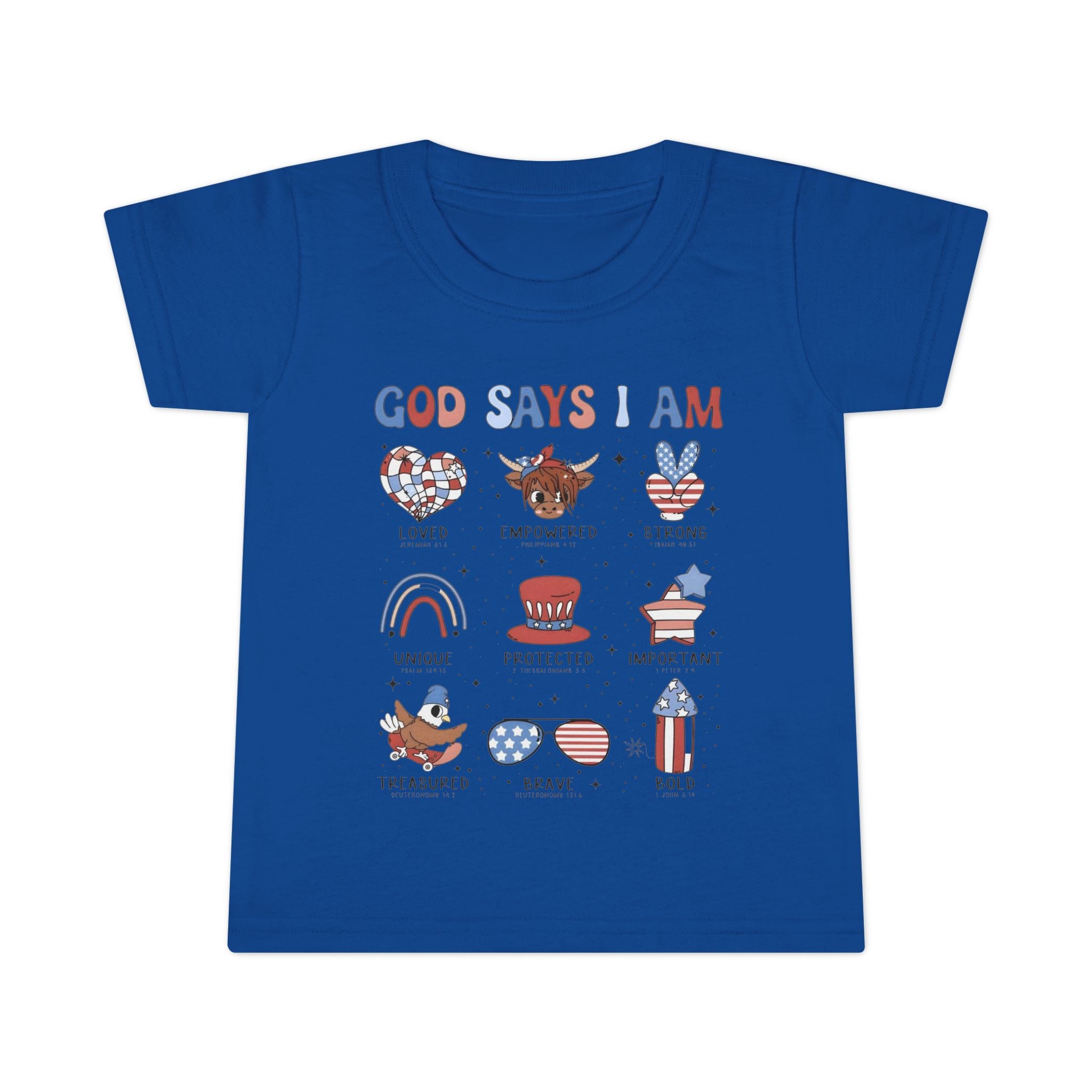 Toddler T‑Shirt — "God Says I Am.." Patriotic Tee