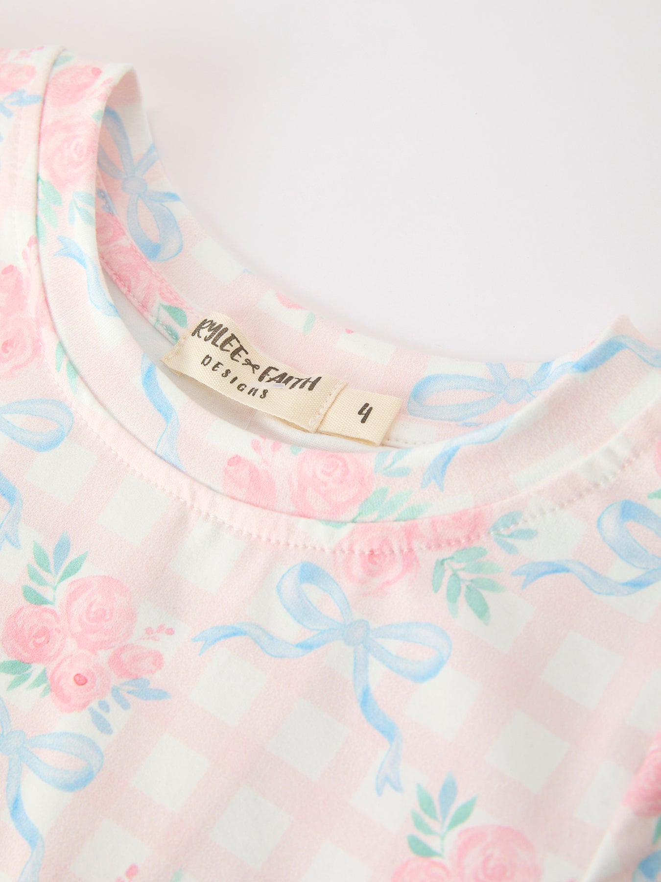 Bow Floral Girl Short Set Scallop Hem