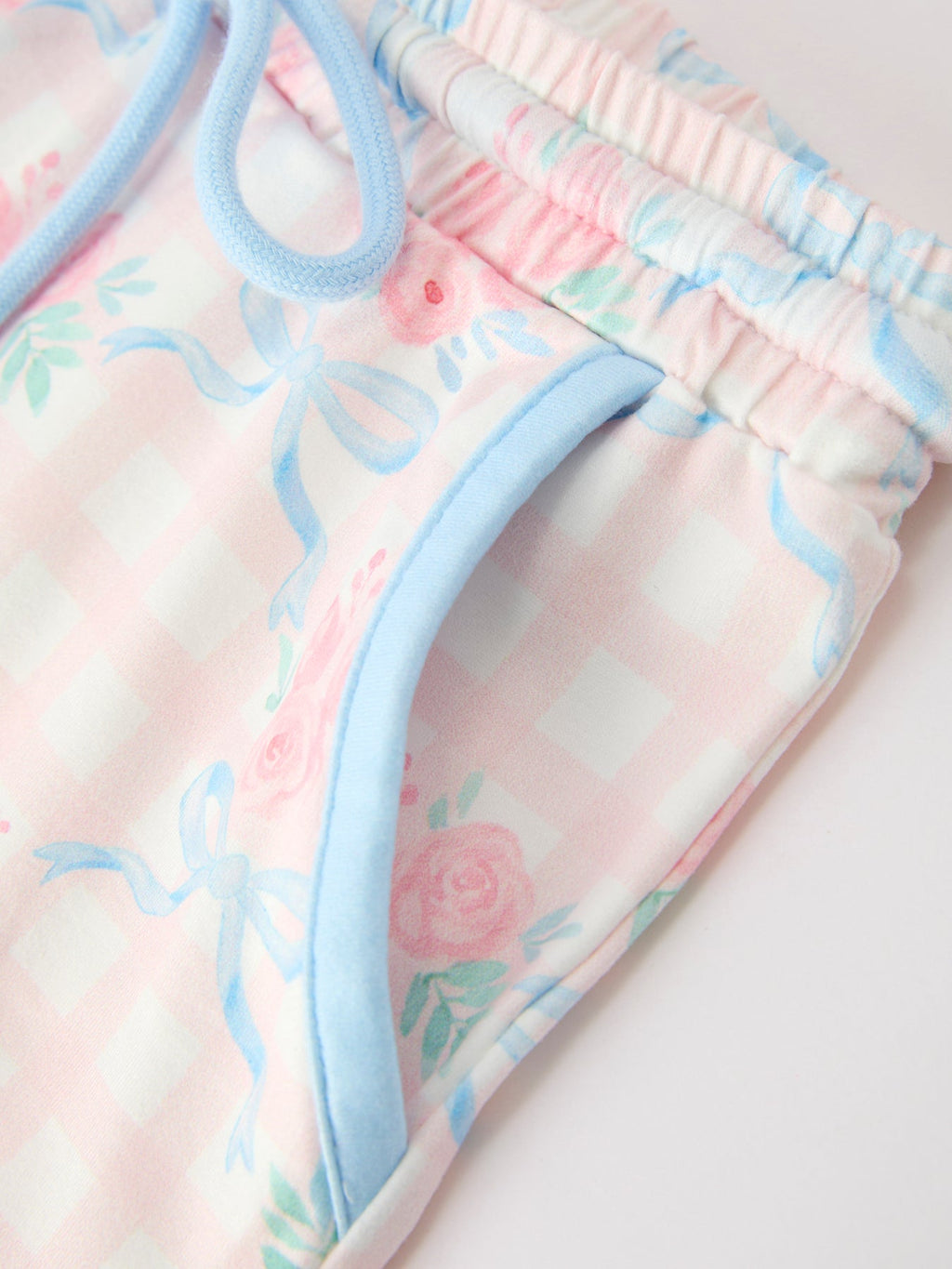 Bow Floral Girl Short Set Scallop Hem