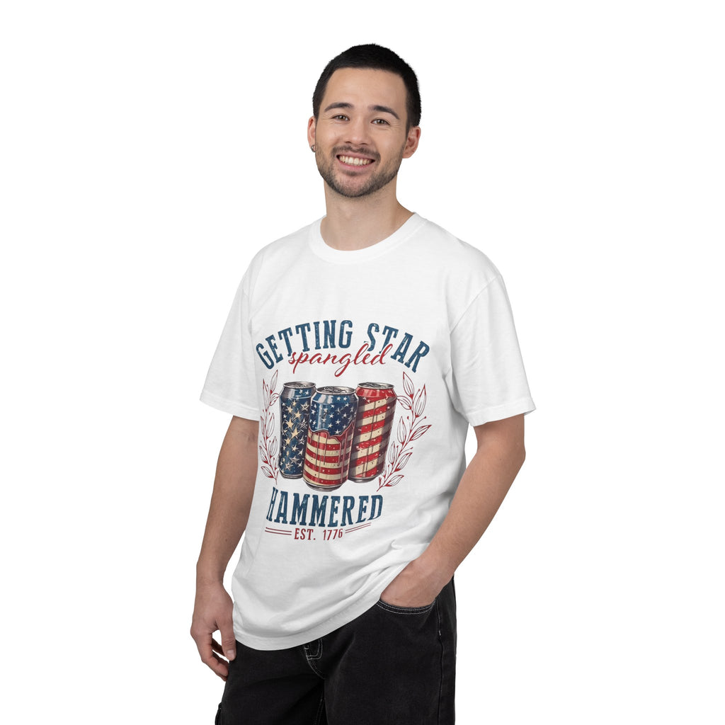 Getting Star Spangled Hammered T-Shirt — Patriotic Beer Can Graphic
