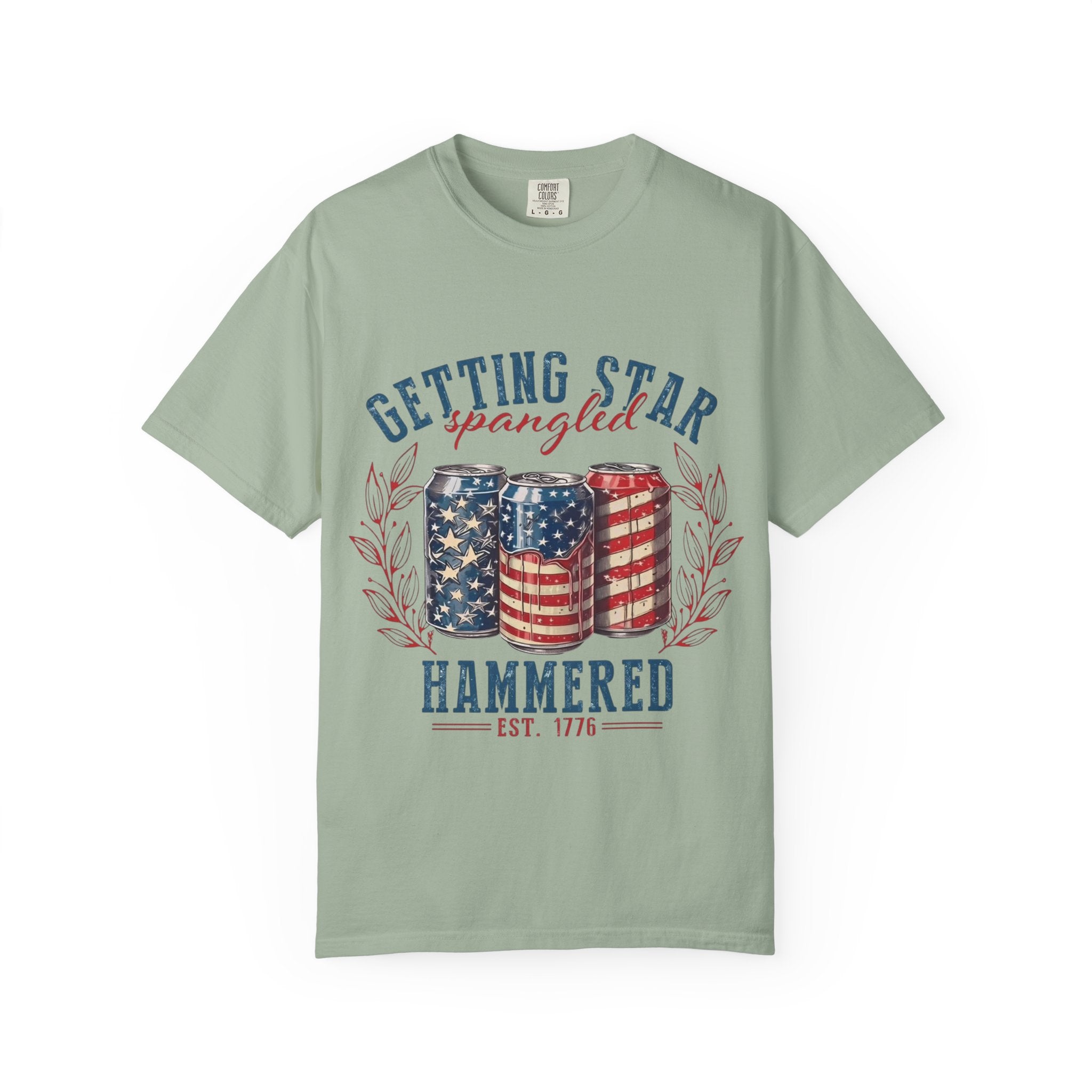 Getting Star Spangled Hammered T-Shirt — Patriotic Beer Can Graphic