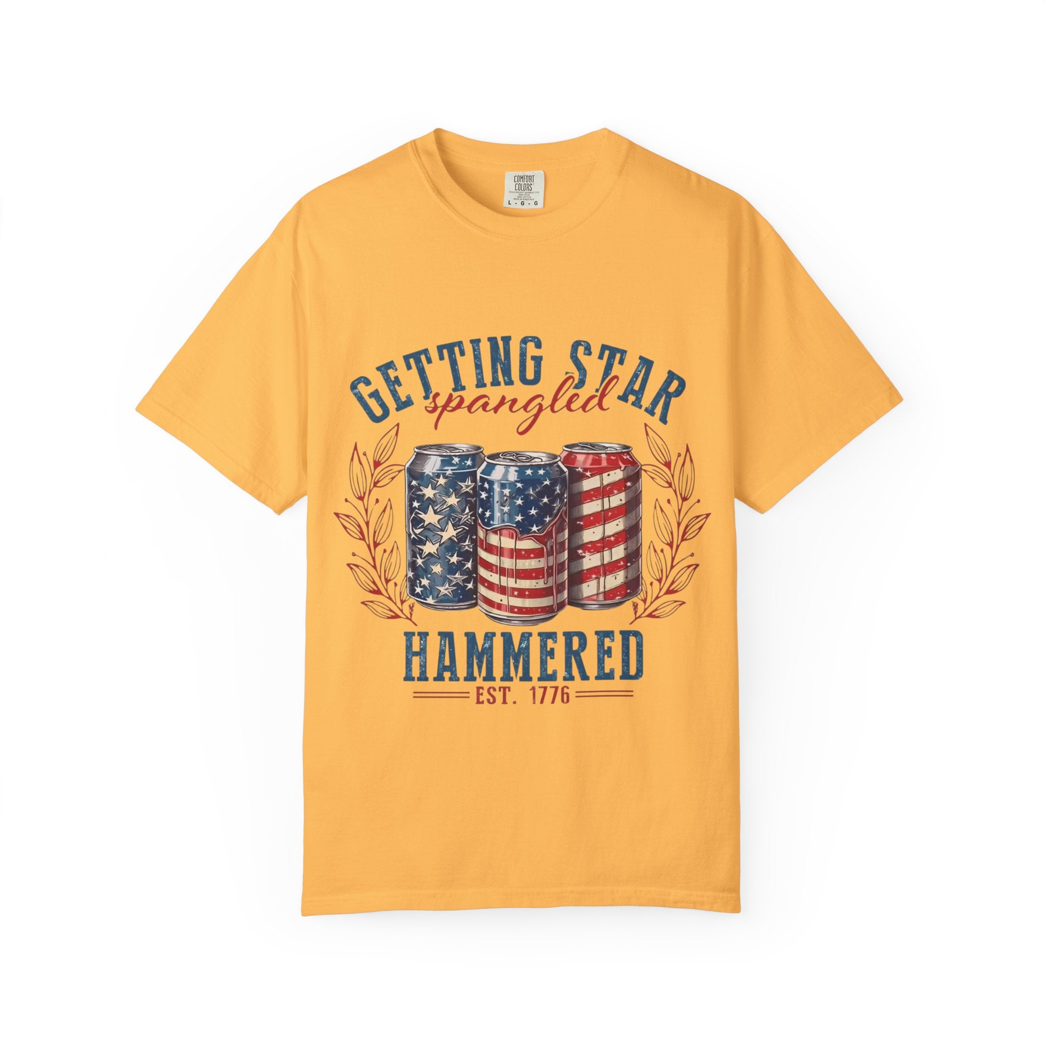Getting Star Spangled Hammered T-Shirt — Patriotic Beer Can Graphic