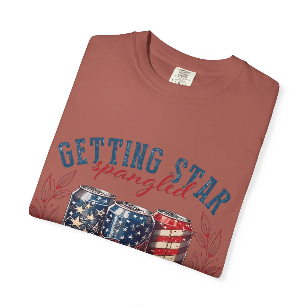 Getting Star Spangled Hammered T-Shirt — Patriotic Beer Can Graphic