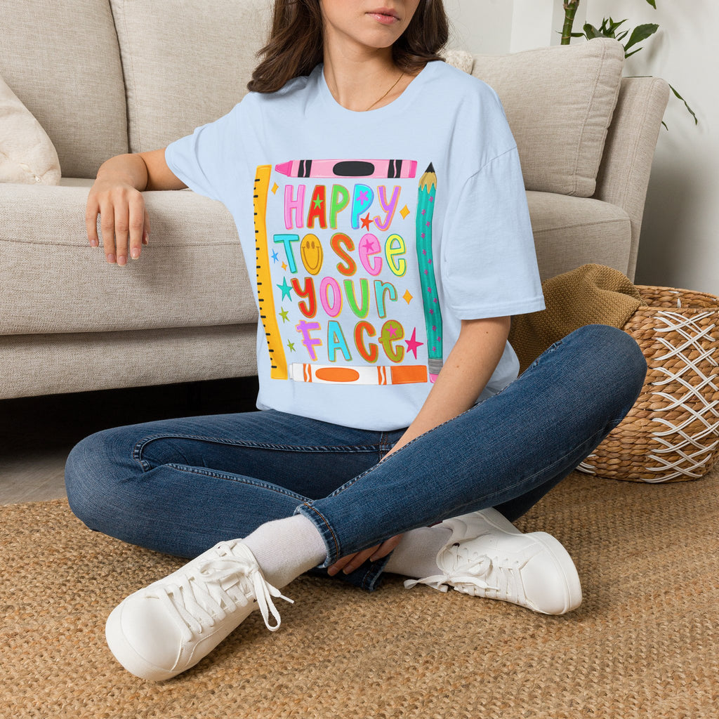 “Happy To See Your Face” Teacher Tee