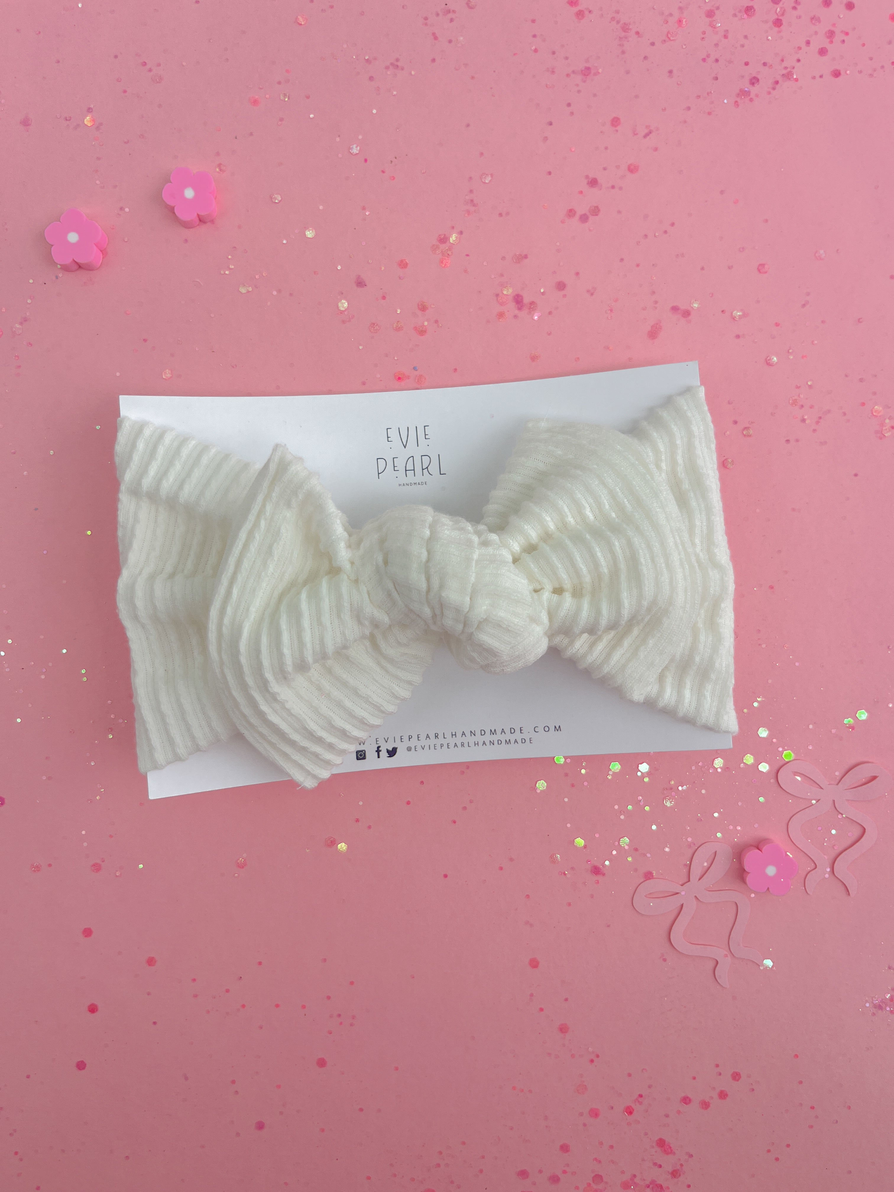 Crisp White Baby Bow Turban