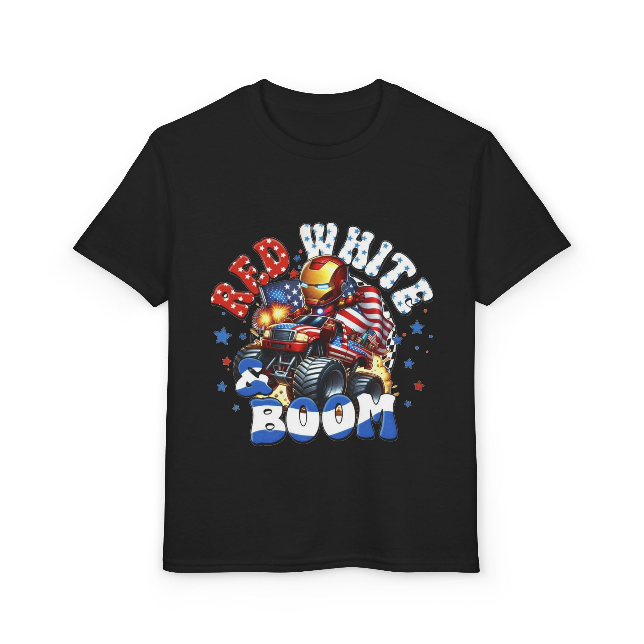 Youth T-Shirt — "Red White Boom" Patriotic Graphic