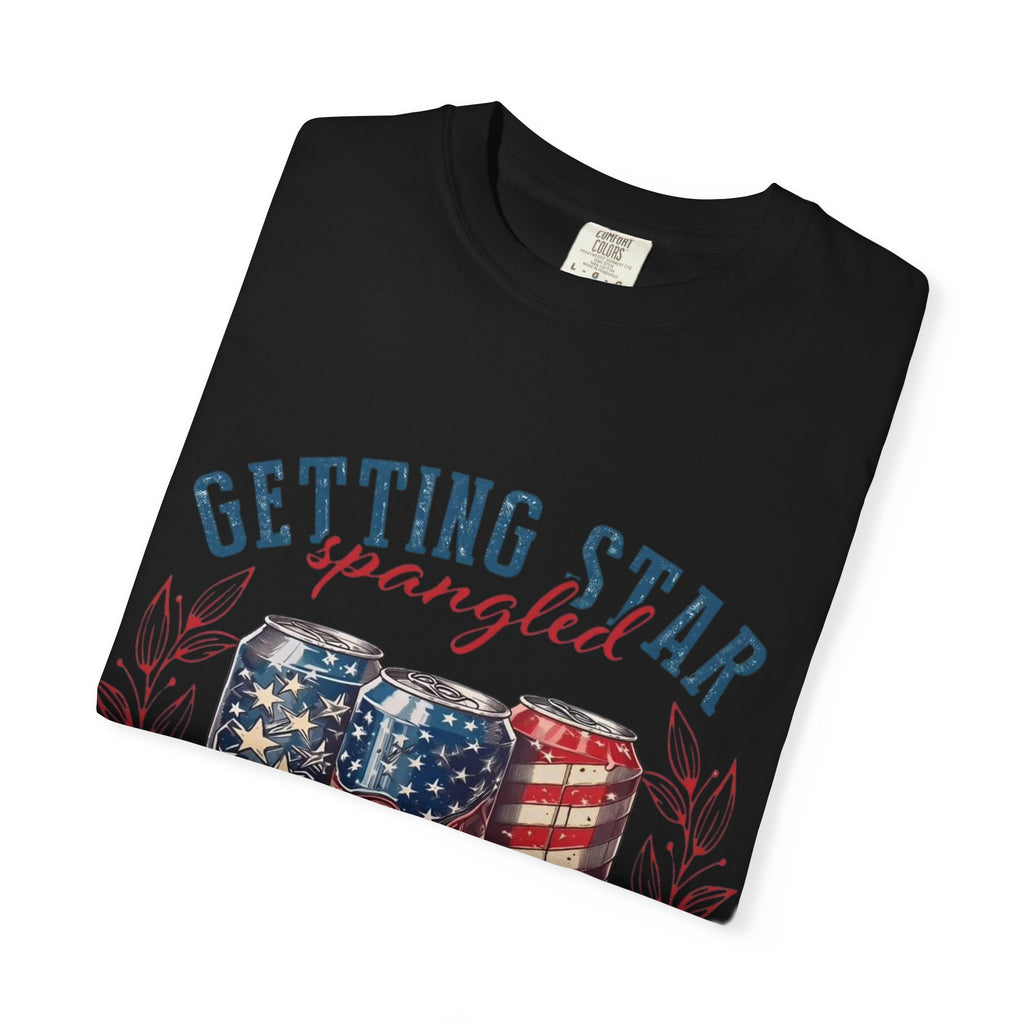 Getting Star Spangled Hammered T-Shirt — Patriotic Beer Can Graphic