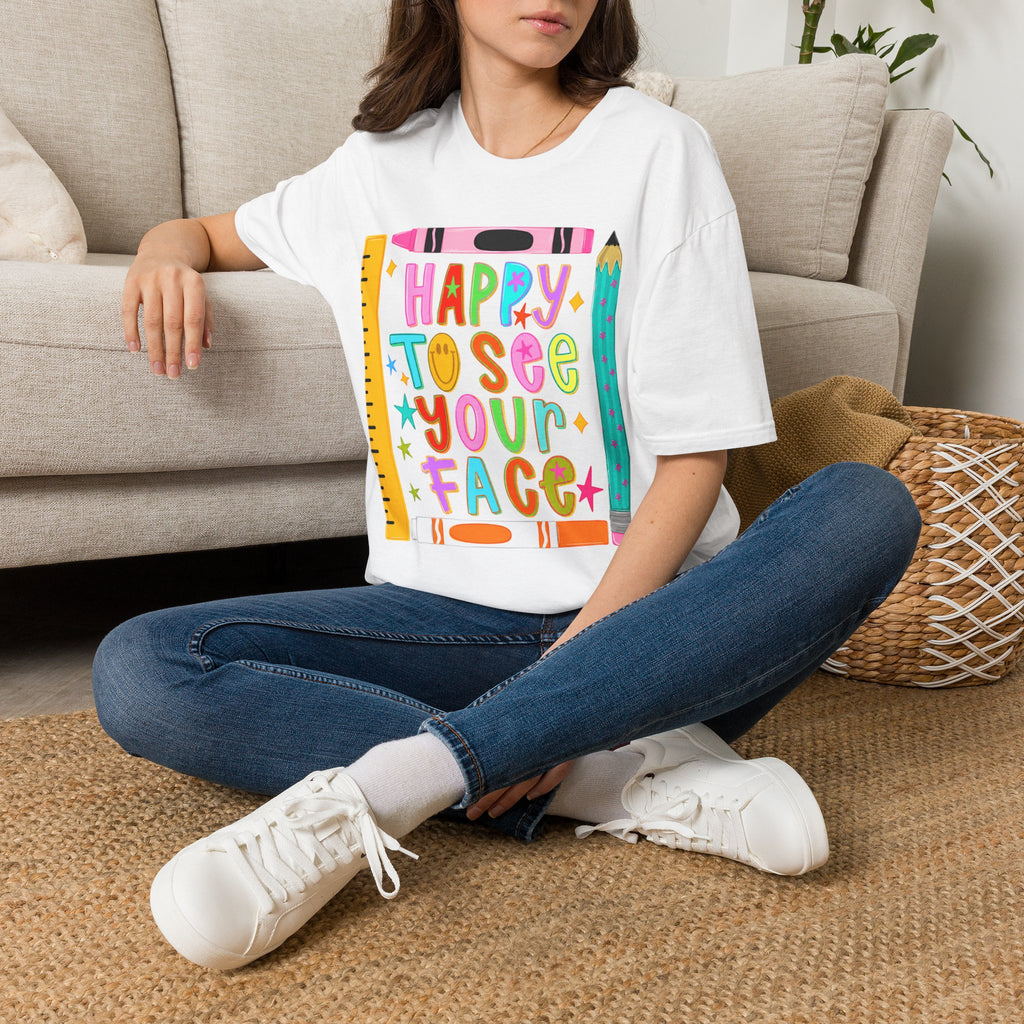 “Happy To See Your Face” Teacher Tee