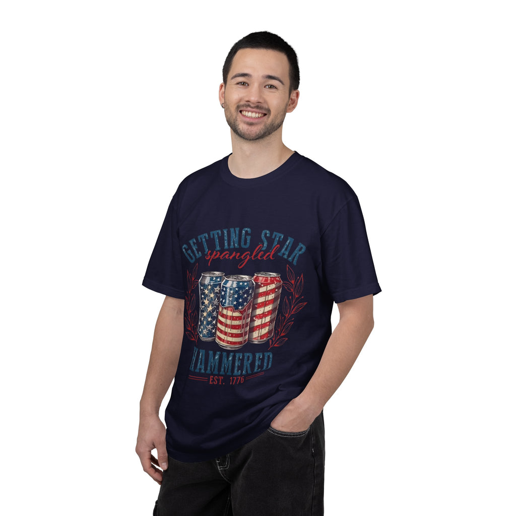 Getting Star Spangled Hammered T-Shirt — Patriotic Beer Can Graphic