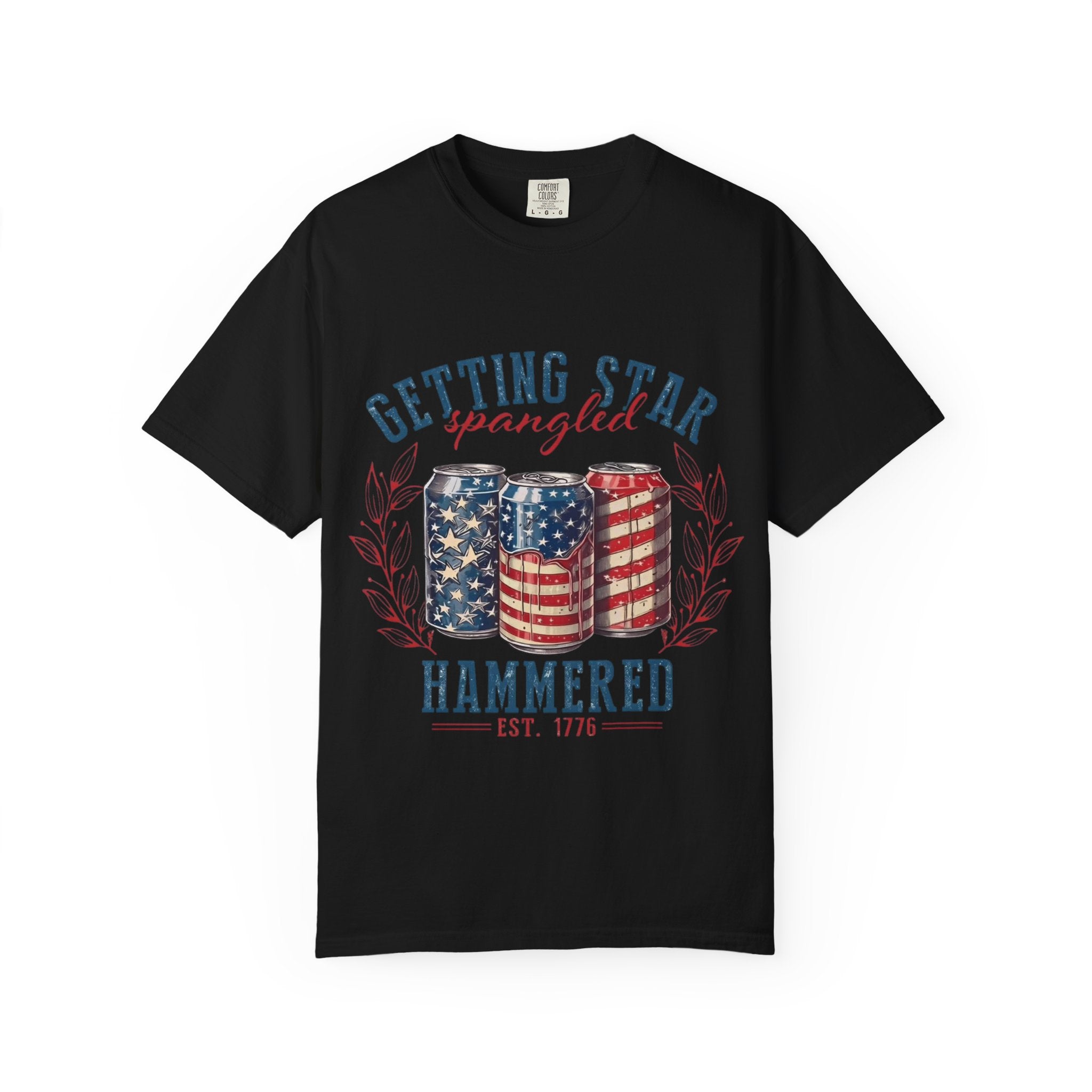 Getting Star Spangled Hammered T-Shirt — Patriotic Beer Can Graphic