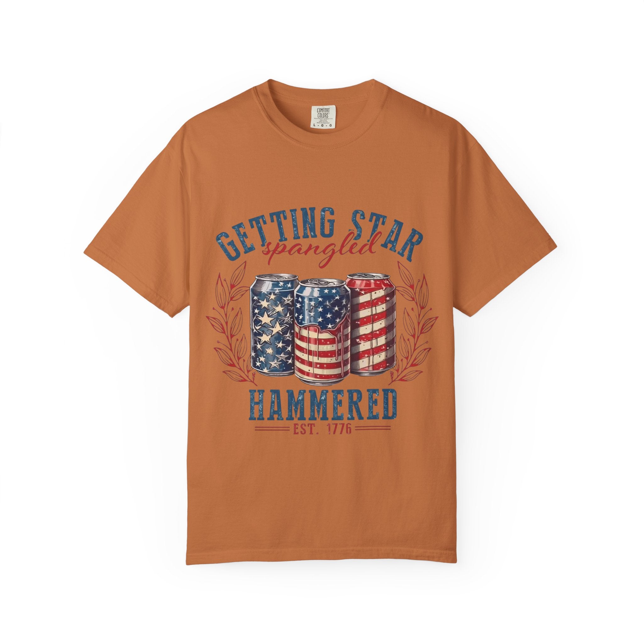 Getting Star Spangled Hammered T-Shirt — Patriotic Beer Can Graphic