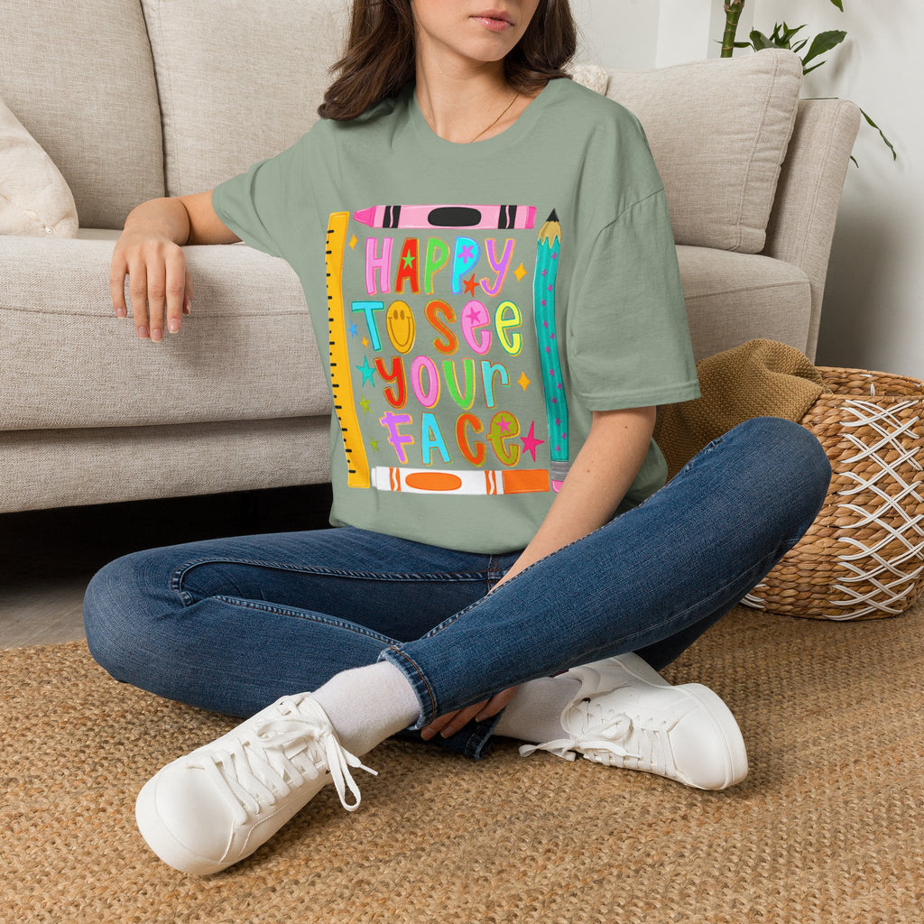 “Happy To See Your Face” Teacher Tee