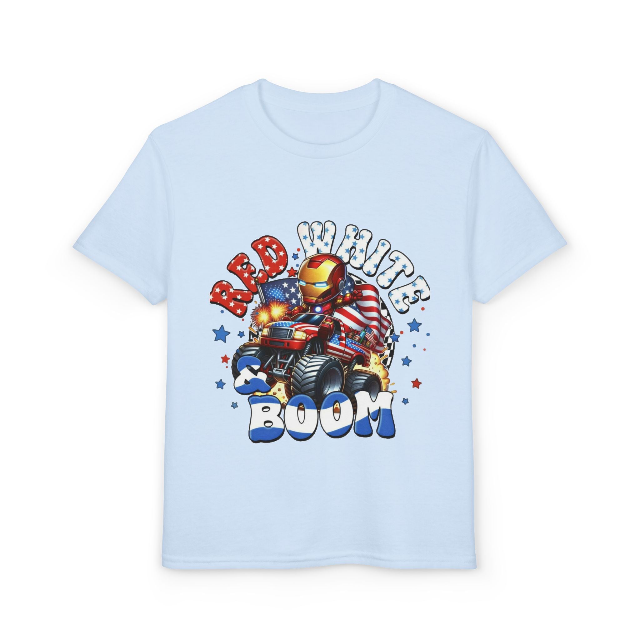 Youth T-Shirt — "Red White Boom" Patriotic Graphic