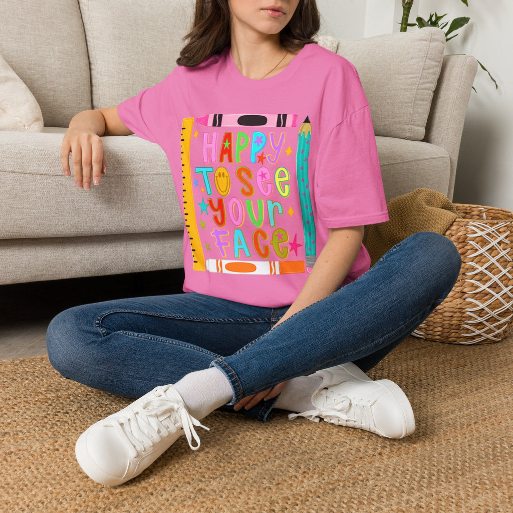 “Happy To See Your Face” Teacher Tee